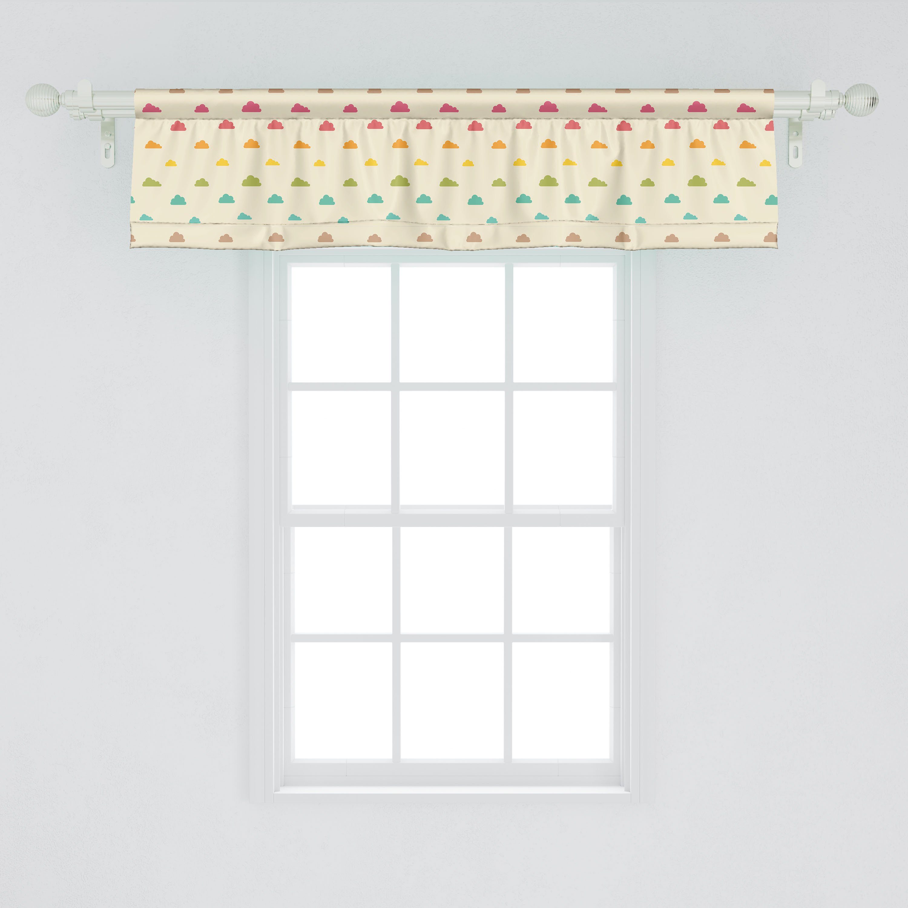 Dekor Küche Abakuhaus, Childish Microfaser, mit Vorhang Schlafzimmer Volant Clouds Images Bunt für Stangentasche, Scheibengardine