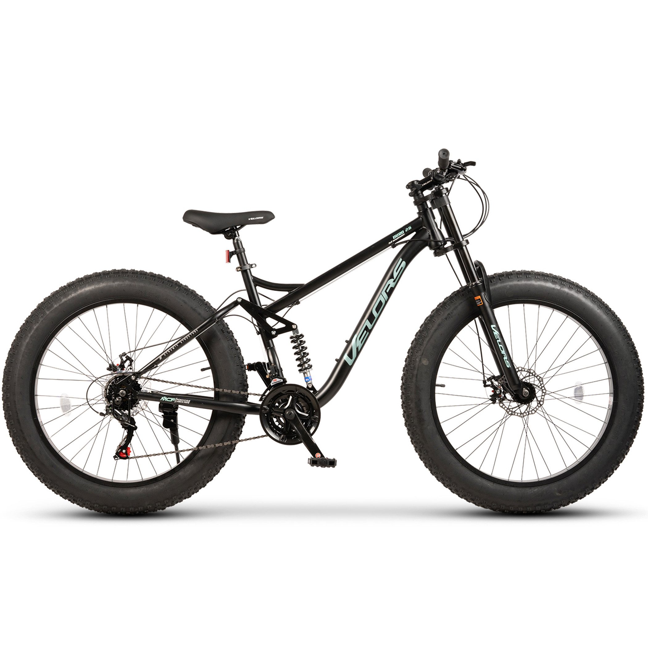 Velors Fatbike 26 Zoll Fat Tire 4.0 MTB für Herren Damen und Jungen, 21 Gang Shimano Tourney Schaltwerk, mechanische Scheibenbremse, Fat Bike Mountainbike