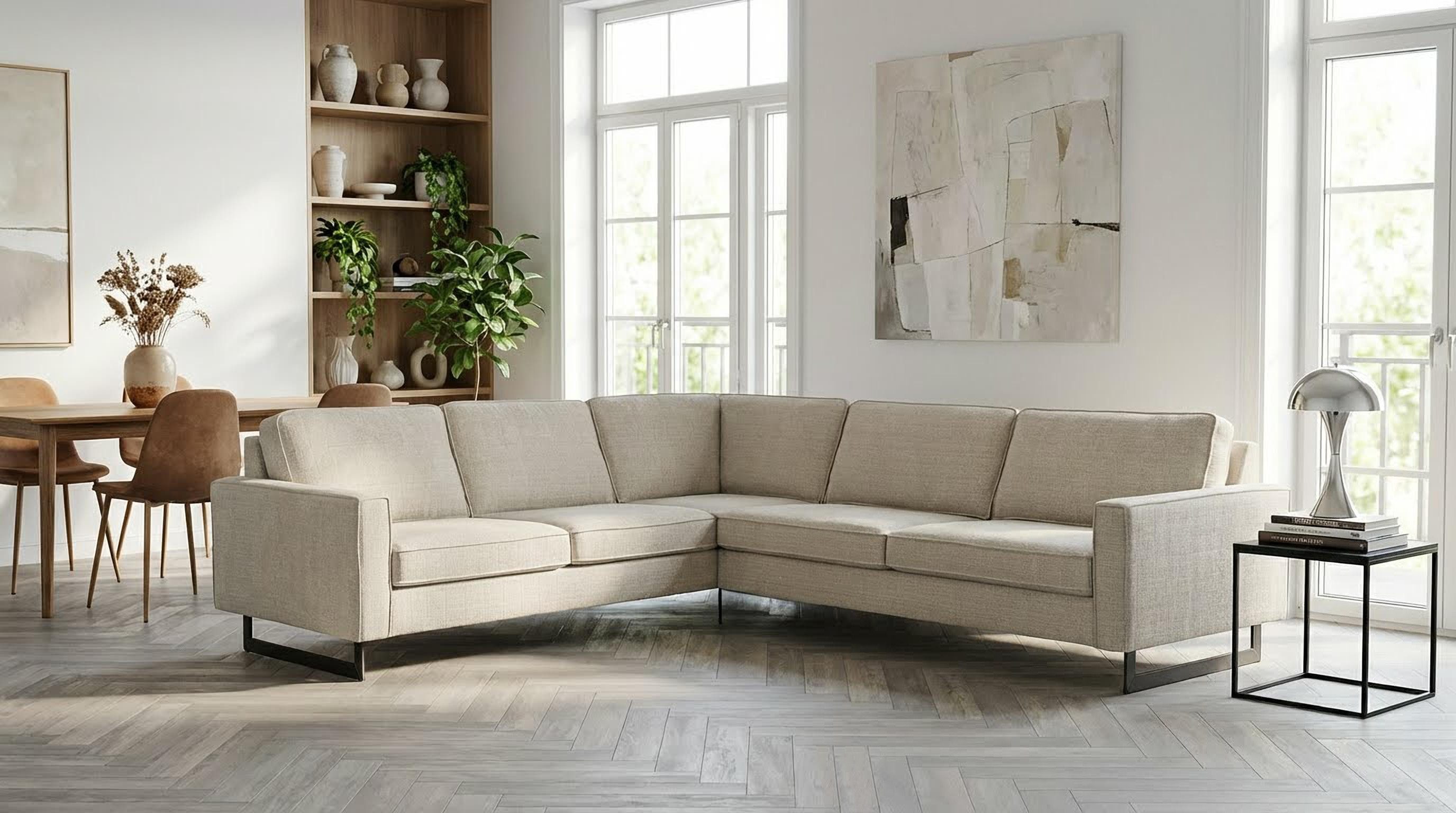 Home affaire Ecksofa Pinto, XXL, 250/290 cm, langer Schenkel, Ottomane, Cord, Chenille, Lederoptik, mit Keder, Metallfüße, Wellenunterfederung