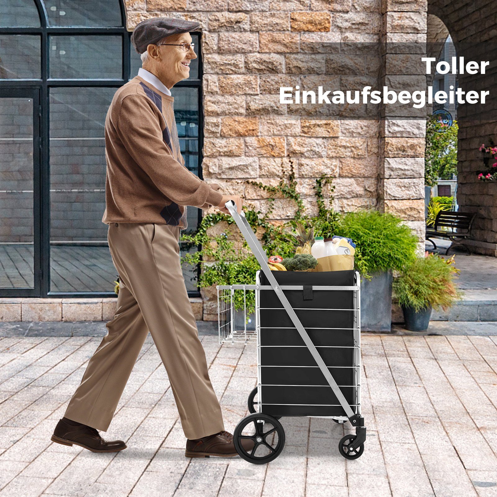 COSTWAY Einkaufstrolley, mit abnehmbarer Tasche, 2 günstig online kaufen