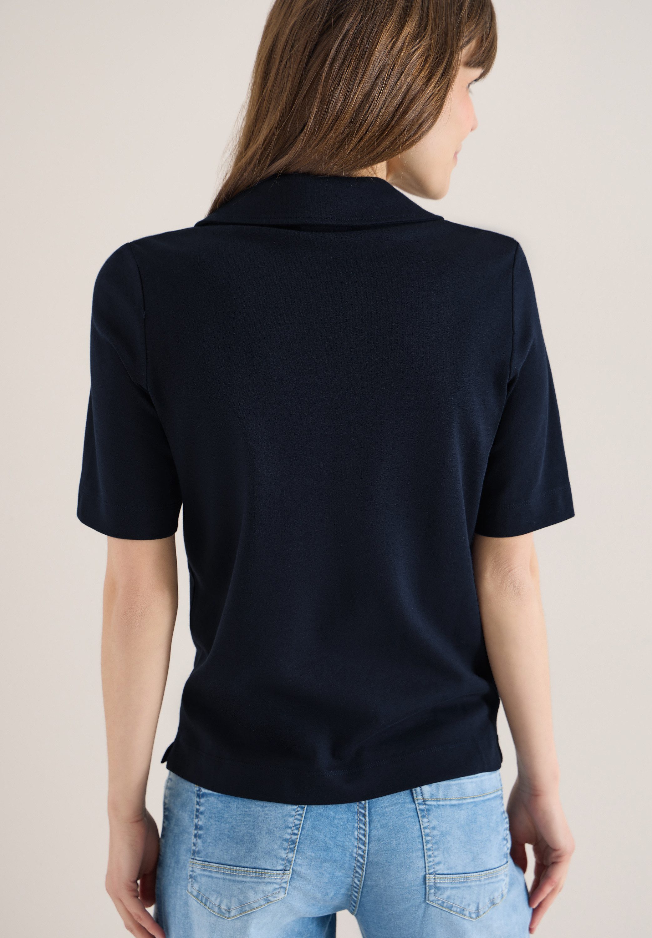 CECIL Poloshirt mit seitlichen Schlitzen im Saum