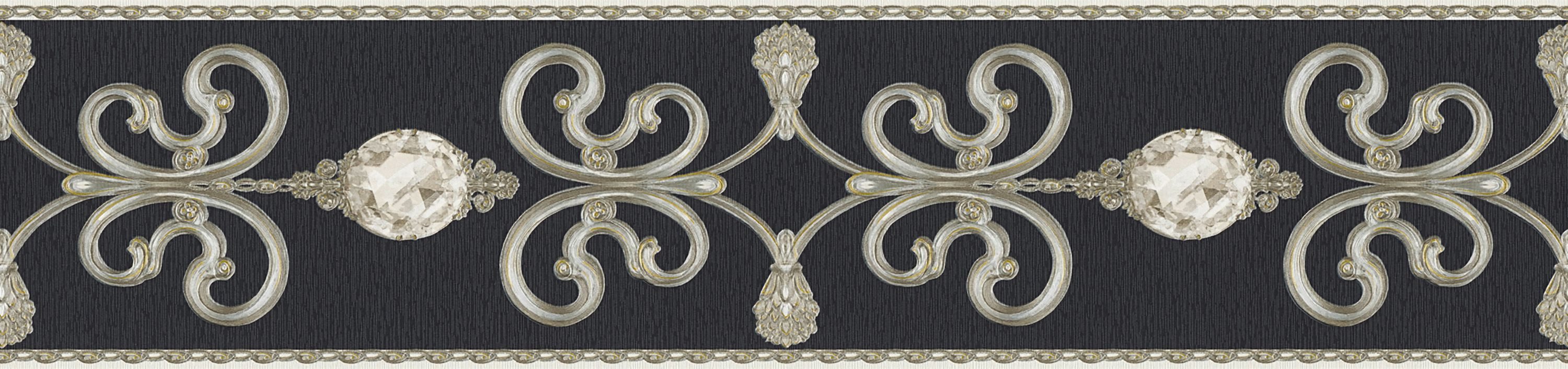 A.S. Création Bordüre, Barock Silber 369161 Borte Bordüre selbstklebend Tapete Vinyl