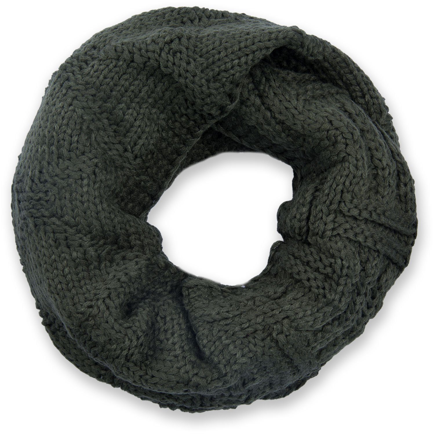 Strickschal Strick Loop mit Gitter und Rippenmuster