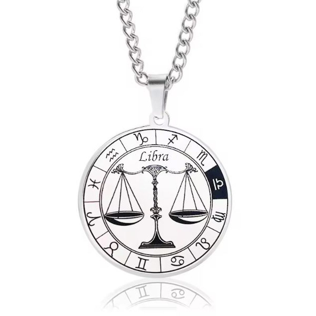 KARMA Kette mit Anhänger Halskette Edelstahl Sternzeichen Anhänger Silber modern (Astrologie Kette Damen Herren Sternzeichenkette Silberfarben), Unisex Damenhalskette Herrenhalskette Edelstahlkette