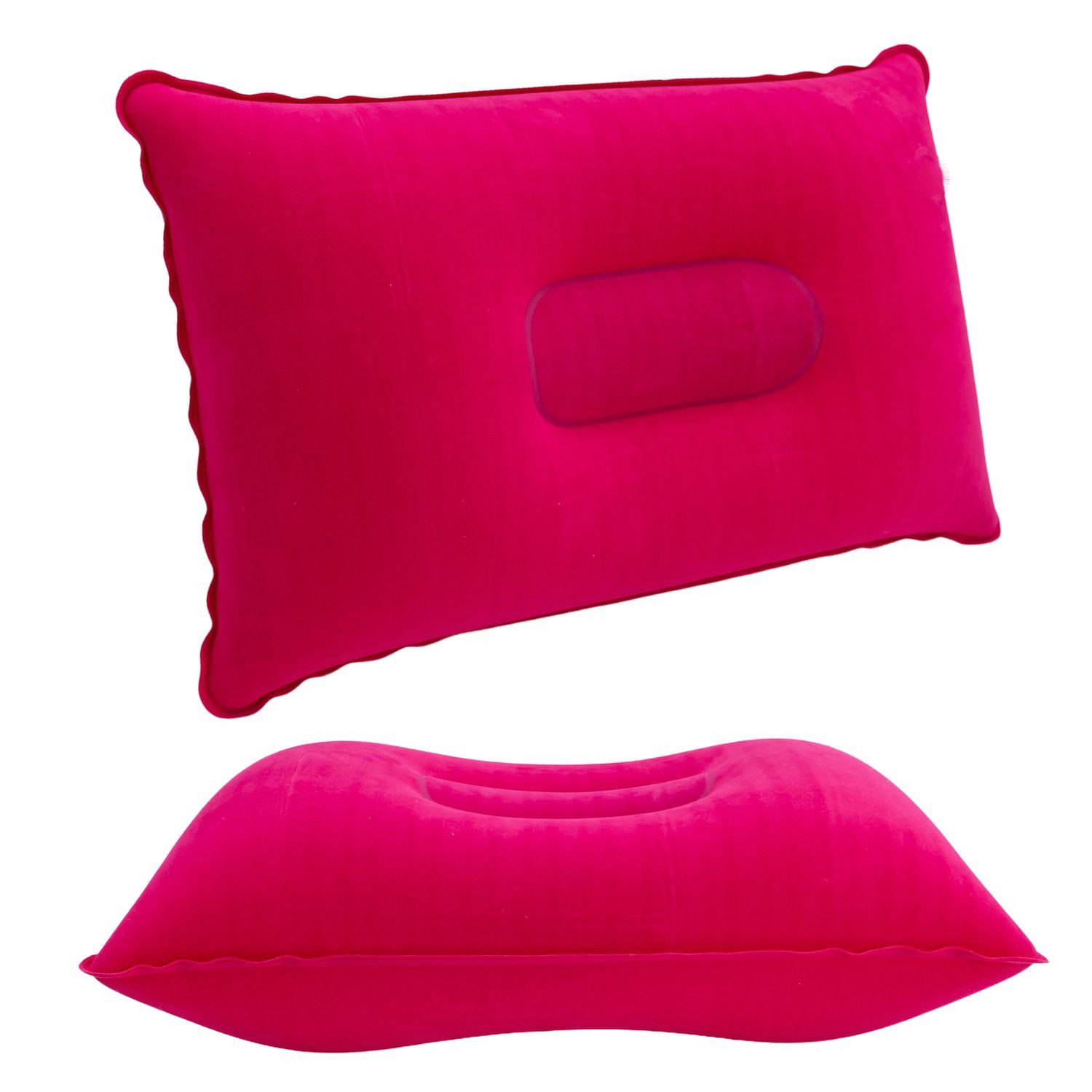 Intirilife Reisekissen, Aufblasbares Kissen in PINK, 1-tlg., Rechteckiges Kopfkissen zum Aufblasen mit ergonomischer Form