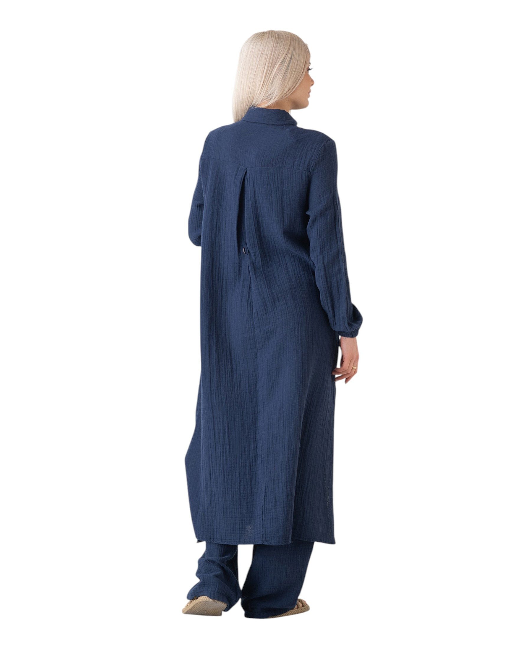 WENOR Longtunika Musselin 130cm lang Kokosknopf 100% Baumwolle Modest Look 36-50 – Bild 5 von 5