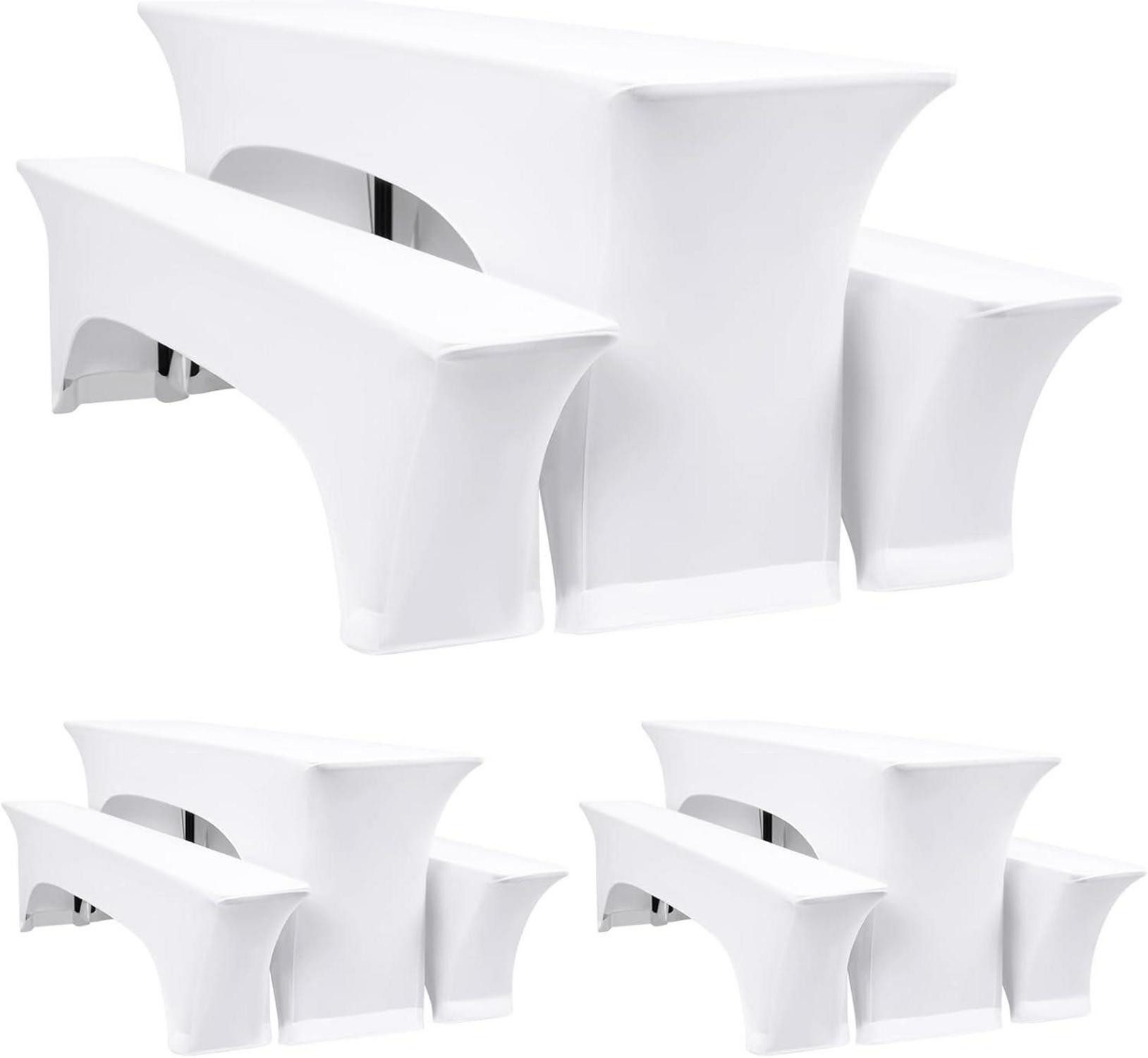 LuxusKollektion Tischschonbezug 3er-Set Weiße Biertischhussen 220x50x70 cm Gartenbankett - 50 cm
