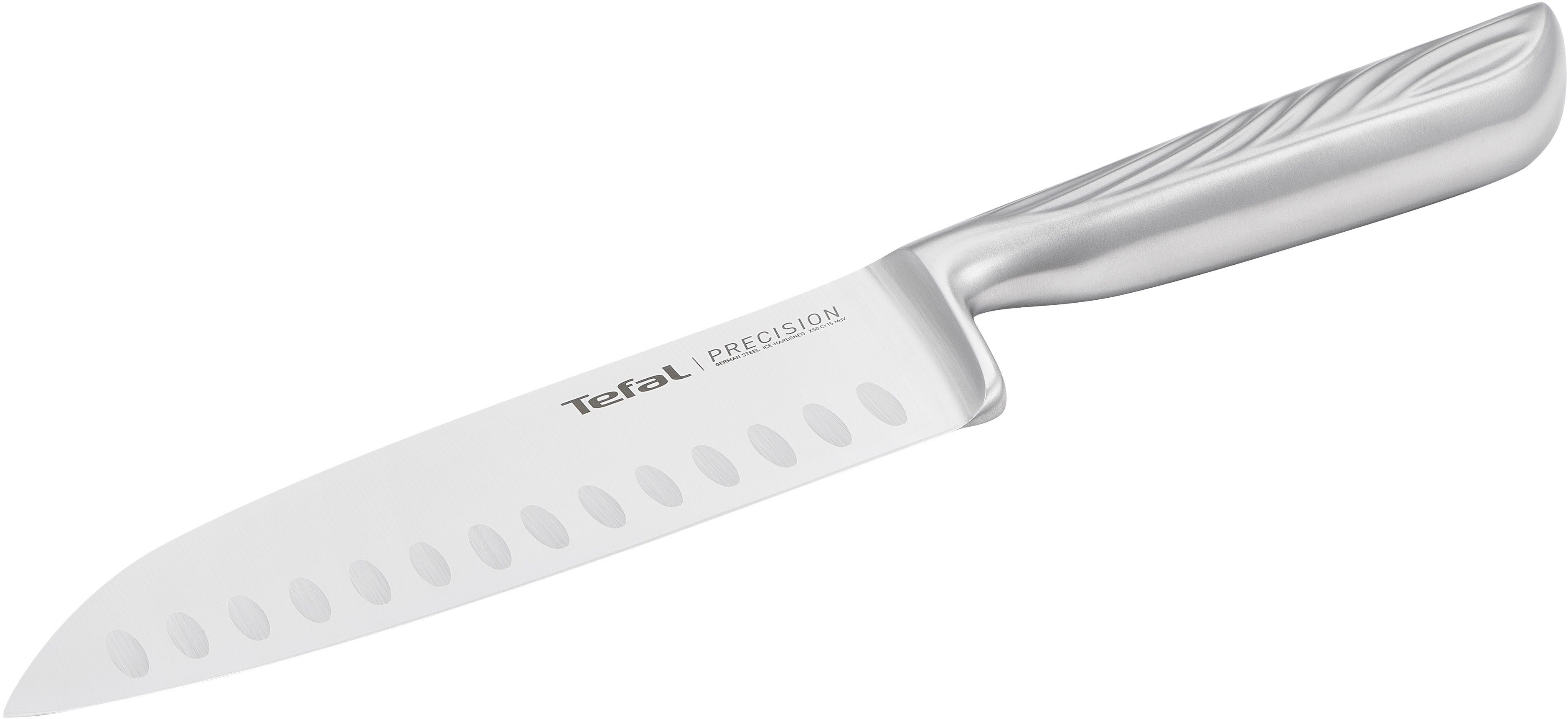 Tefal Santokumesser Precision, 16,5 cm, 22°-Klingenwinkel, Eishärtungstechnologie, Wellenmuster