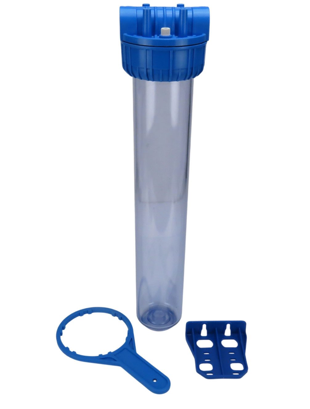 Trinkwasserladen Vorfilter, 20" (Zoll) Hauswasserfilter Gehäuse, Slimline 3/4" IG mit Entlüftung