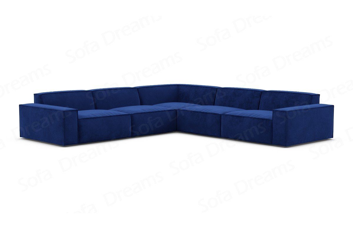 Dreams Ecksofa Eckcouch Samtsofa L dunkelblau-MO77 Loungesofa Polsterecksofa Sofa Formenta Sofa Form Stoff Stoffsofa,