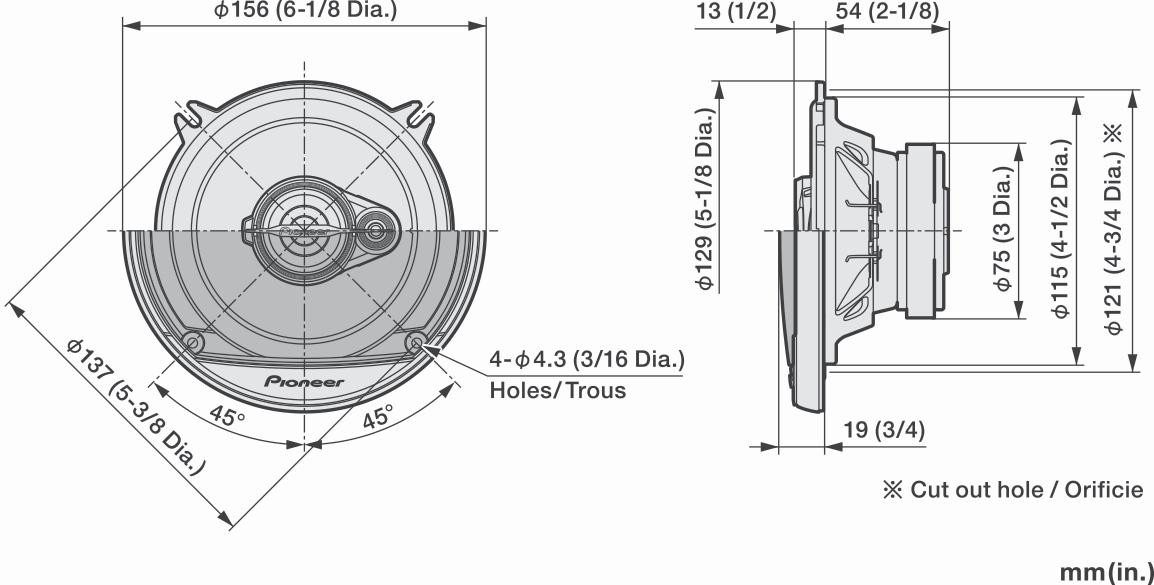 Pioneer TS-A1371F 3-Wege Koaxiallautsprecher 13cm Auto-Lautsprecher (50 W)