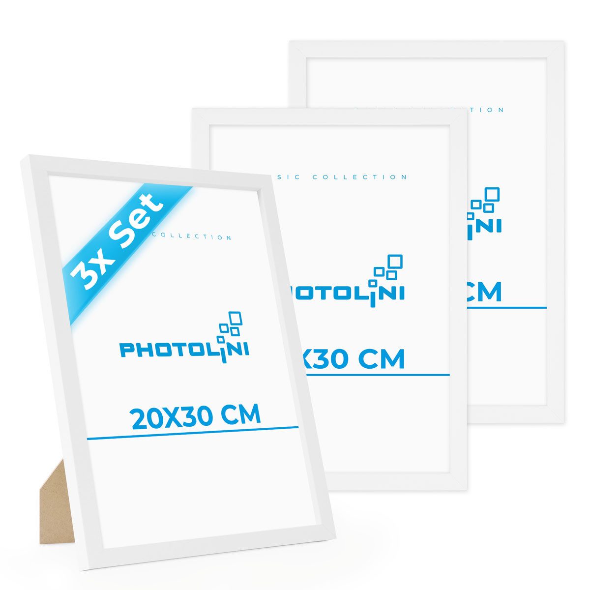 PHOTOLINI Bilderrahmen 3er Set modern mit bruchsicherem Acrylglas, Holz MDF, Fotos & Poster, für 3 Bilder (3er Set), Posterrahmen 20x30 cm zum Aufhängen & Aufstellen