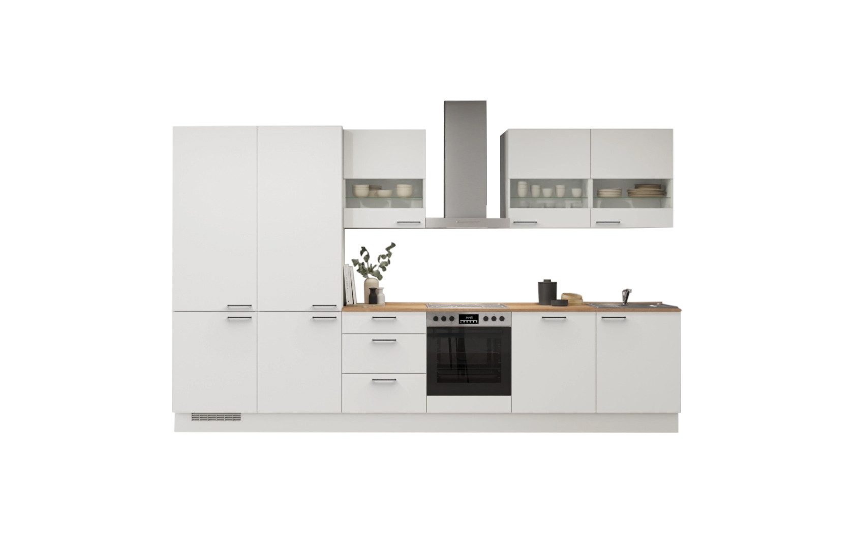 nobilia® Küchenzeile Kakel, individuell anpassbar, gratis Küchenplanung mit Profis, (Breite 330 cm), vormontiert, wahlw. mit E-Geräten, inkl. Lieferung