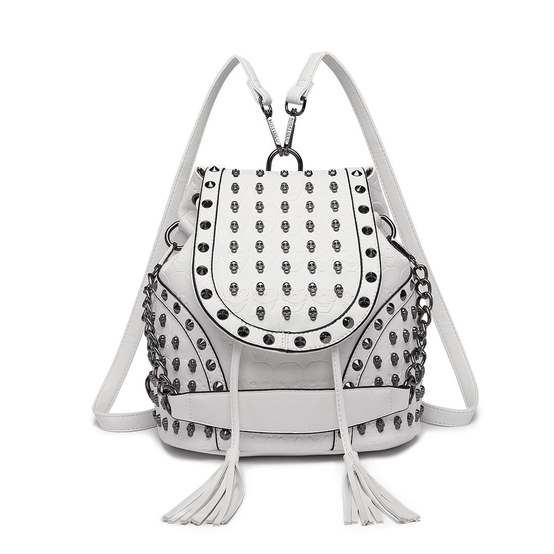 Miss Lulu Rucksack Mode Rucksack, Handtaschen für Frauen mit Ketten-Schultergurt & Nieten