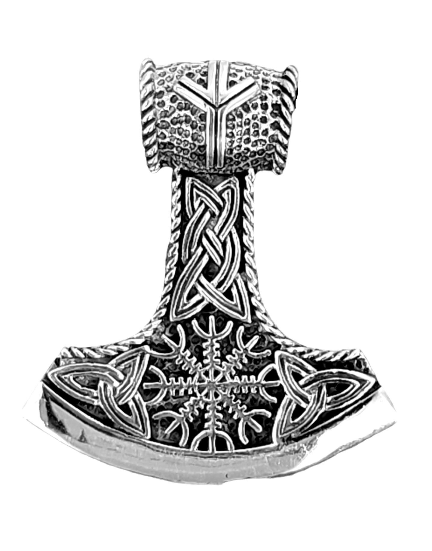 Kiss of Leather Kettenanhänger Thorshammer Thor Thorhammer Hammer Helm der Ehrfurcht 925 Silber