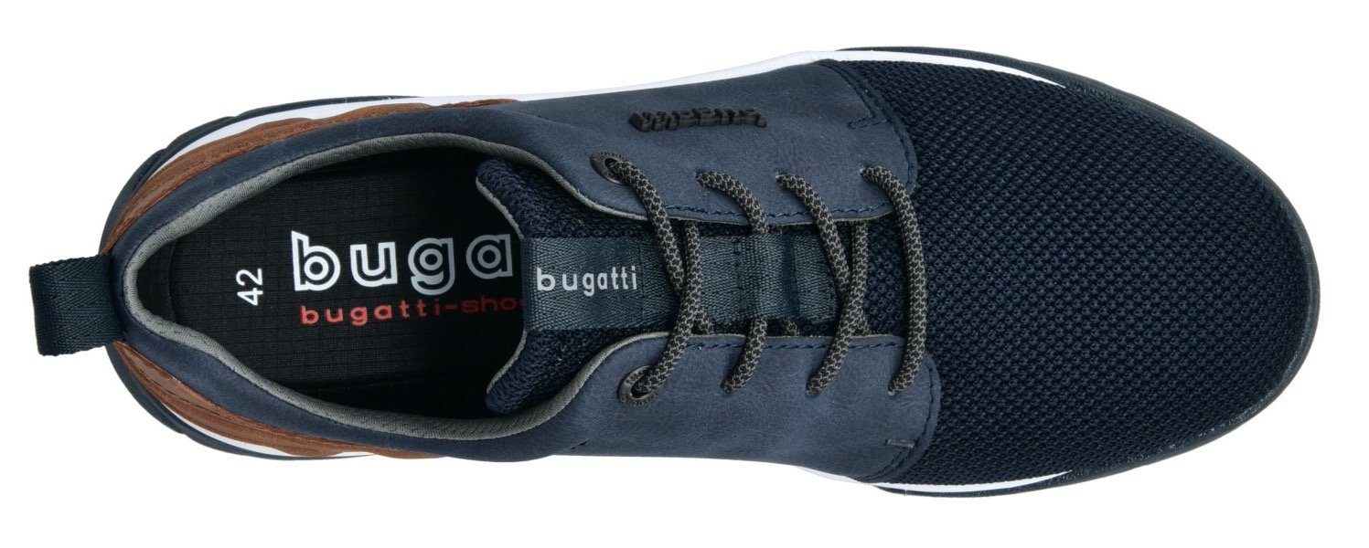 bugatti Sneaker mit Label und Kontrastbesatz, Freizeitschuh, Halbschuh, Schnürschuh