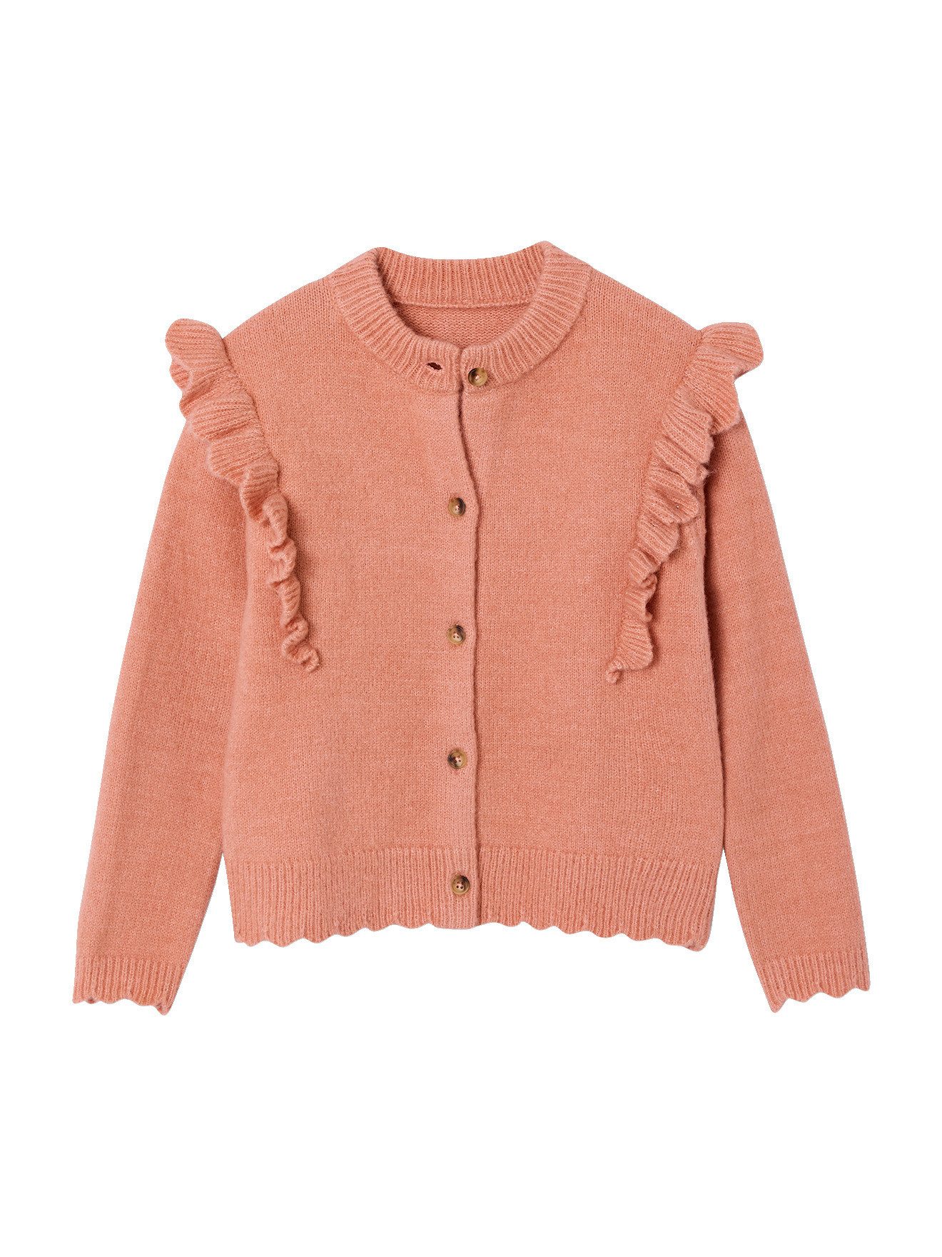Strickjacke Strickjacke Mädchen mit Rüschen und Wellensaum
