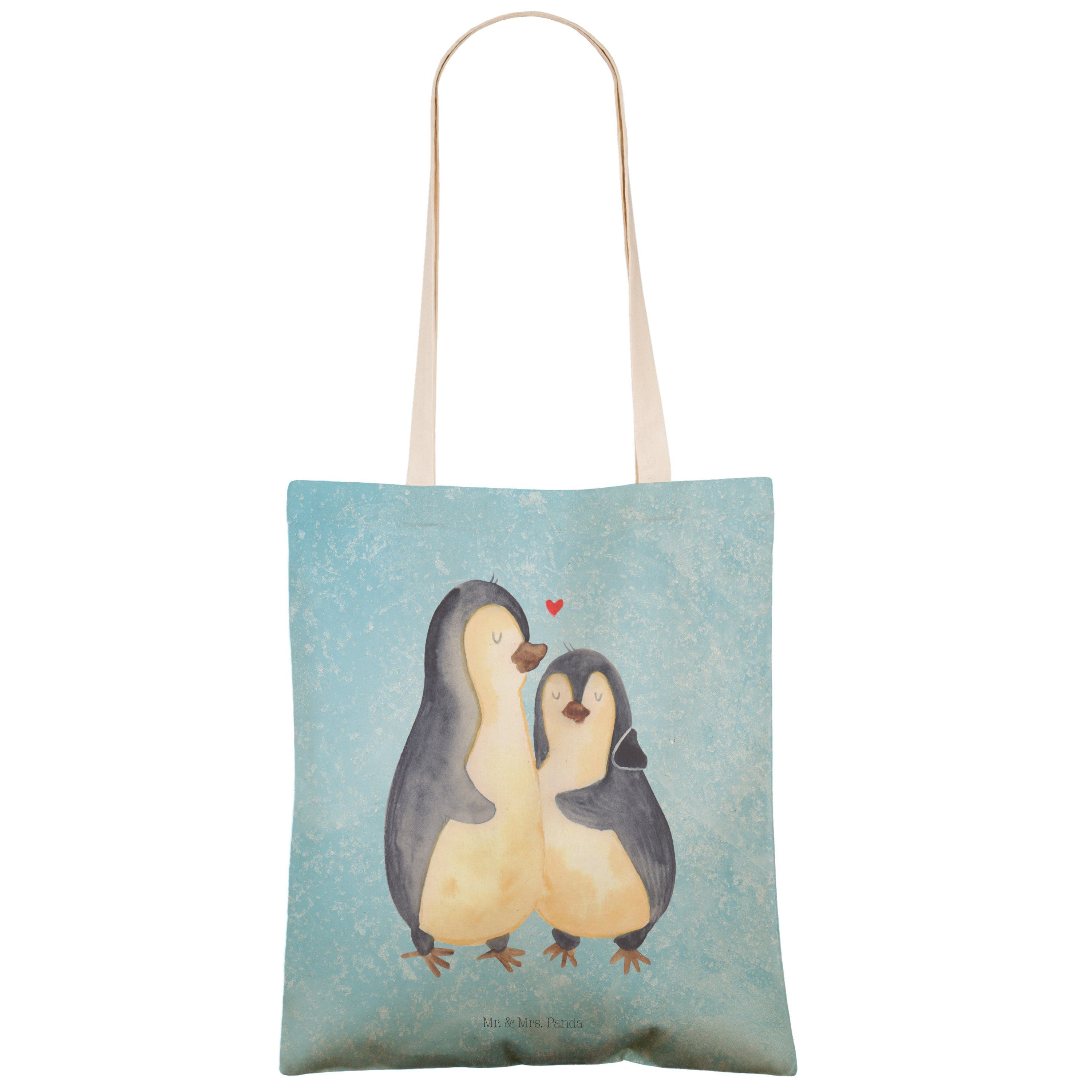 Pinguin Mrs. - (1-tlg) Liebesb Seevogel, Panda umarmend Eisblau & - Geschenk, Mr. Tragetasche Tragetasche,