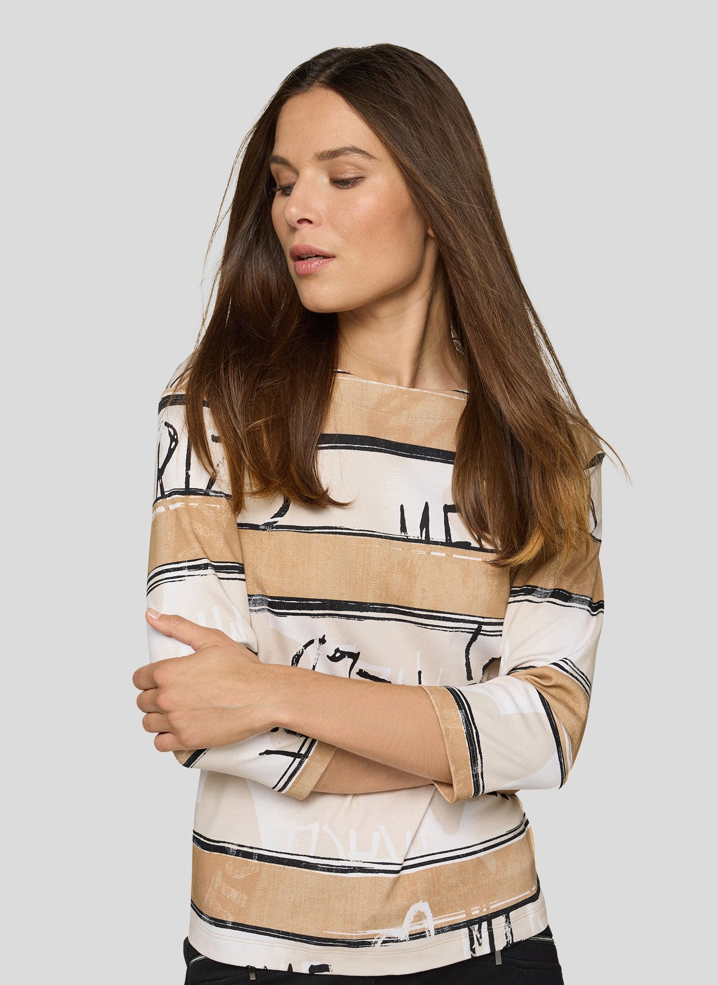 Rabe 3/4-Arm-Shirt mit All-Over Schriftzüge günstig online kaufen