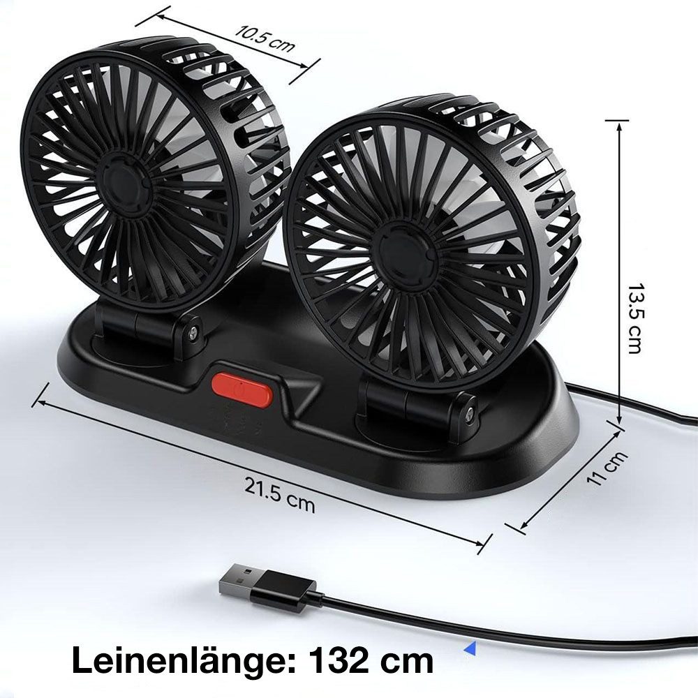 QUBEBU Mini USB-Ventilator Mini Auto Ventilator Doppelventilator Autoventil günstig online kaufen