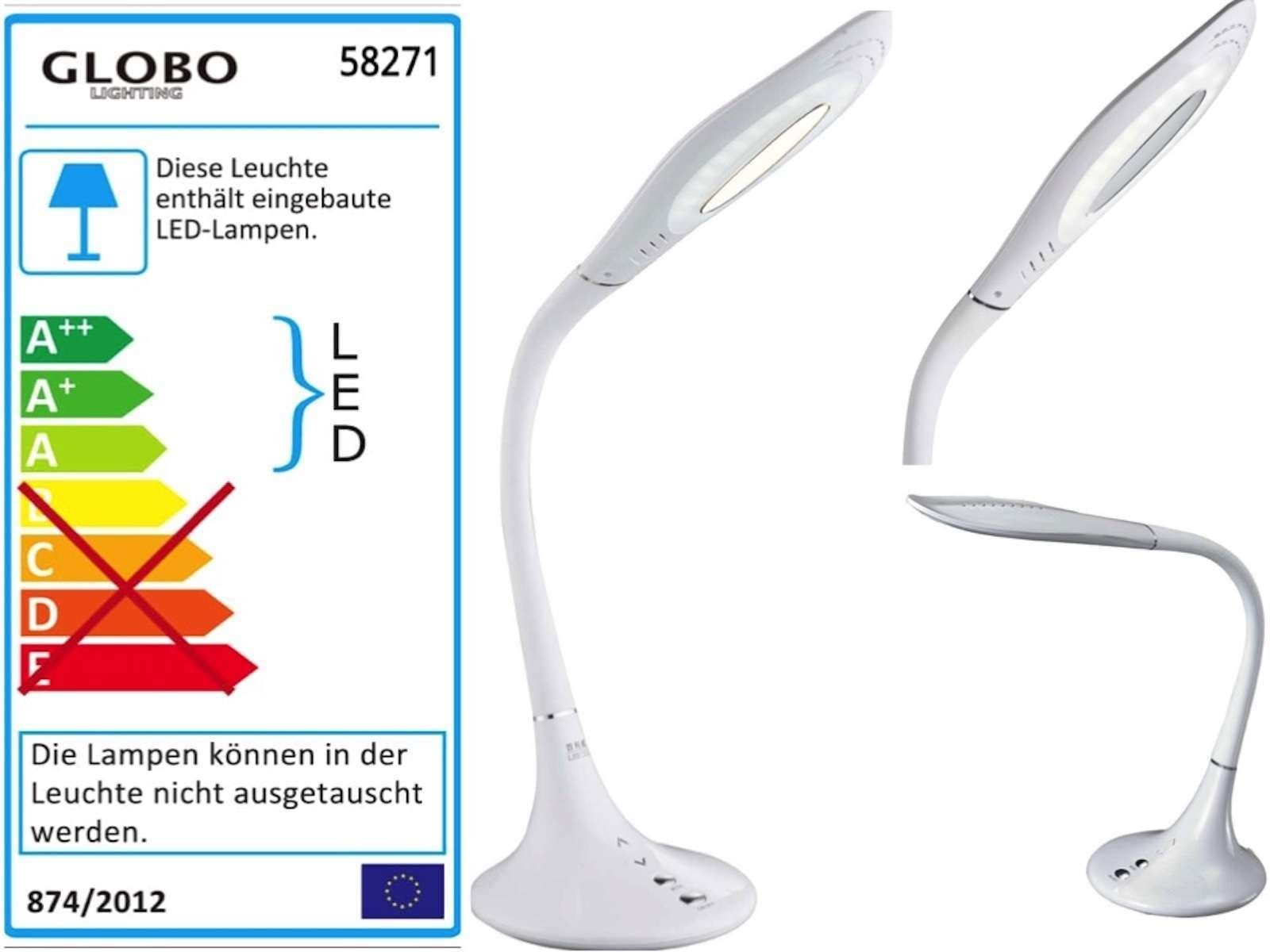 GLOBO Tischlampe Tischleuchte Globo weiß Touch Schreibtischlampe LED Tischleuchte