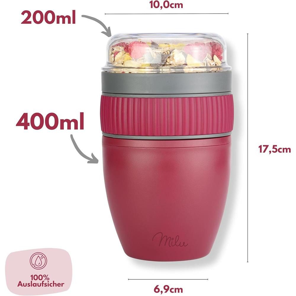 Milu Müslibox Milu Müslibecher To Go Kunststoff 400 ml, auslaufsicher, Müslimax Set – Bild 5 von 5