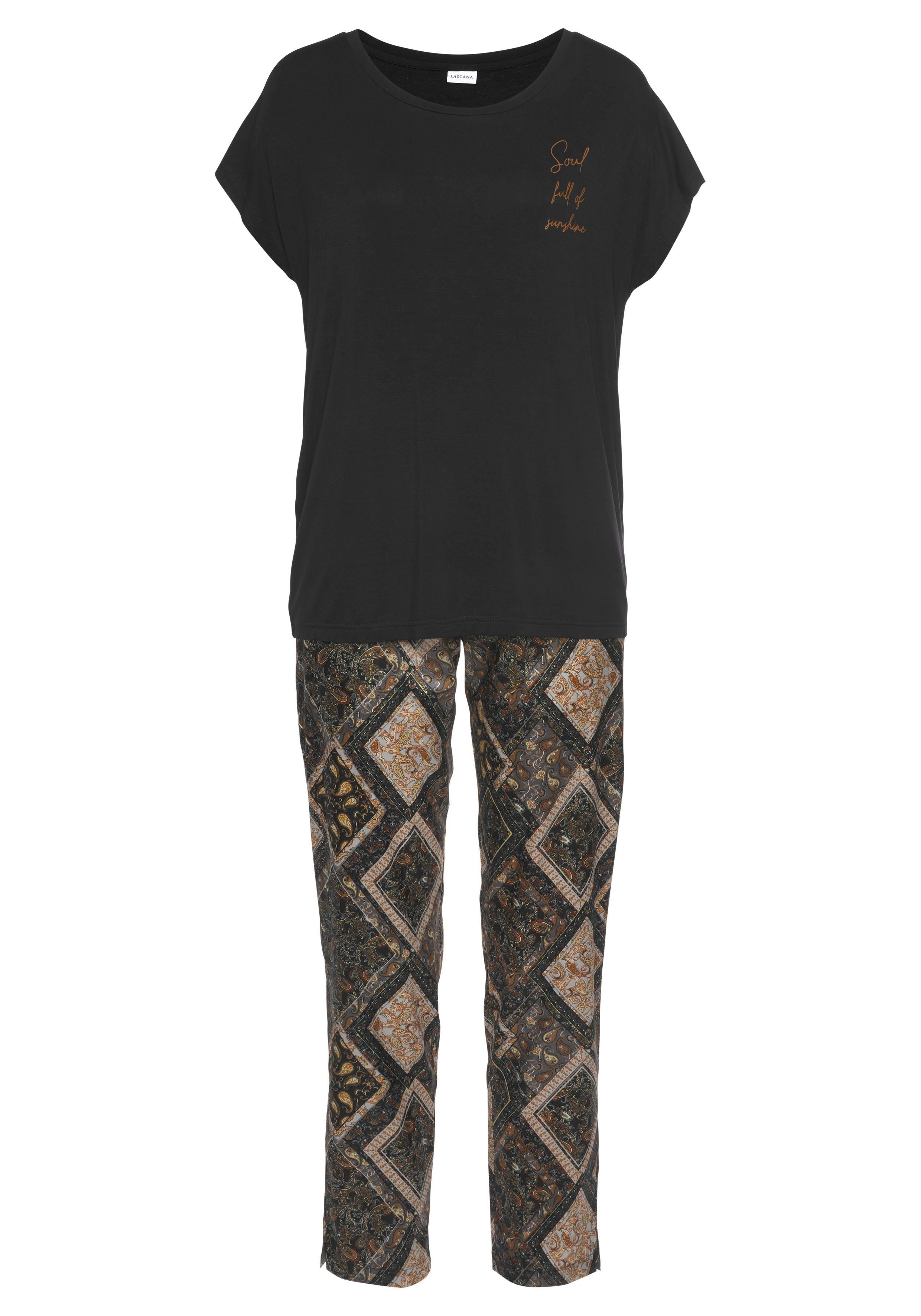 LASCANA Pyjama (Set, 2 tlg) mit edler Satin-Hose günstig online kaufen