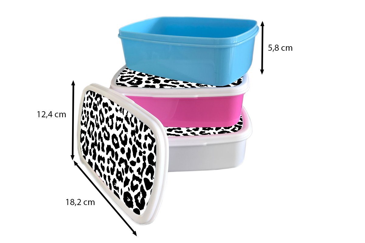 Kunststoff, und Brotbox MuchoWow Brotdose, Jungs und Design - für - für Lunchbox Weiß, (2-tlg), Schwarz - Erwachsene, Mädchen Kinder Tiermuster