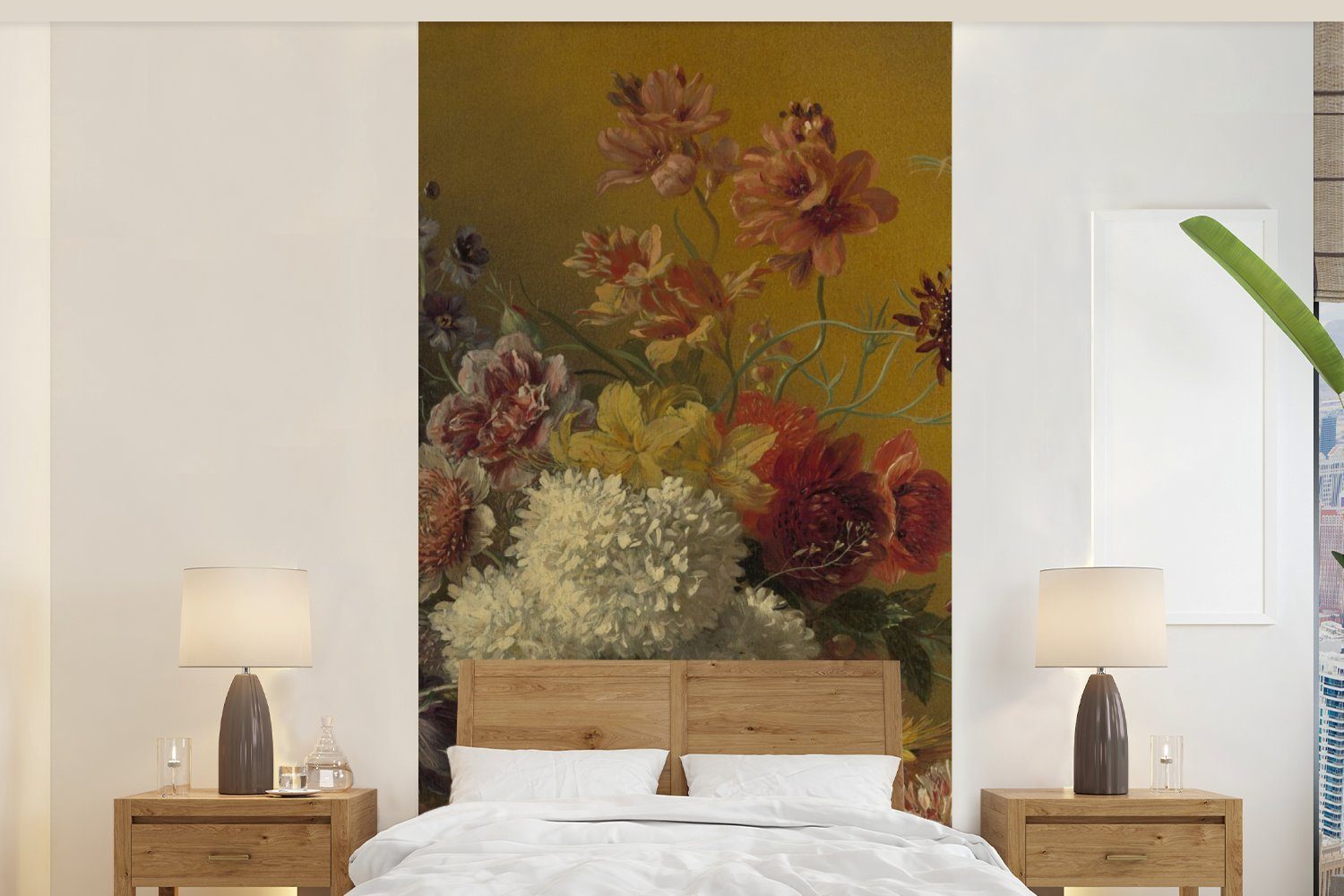 MuchoWow Fototapete Stilleben mit Blumen - Gemälde von G.J.J Van Os, Matt, bedruckt, (2 St), Vliestapete für Wohnzimmer Schlafzimmer Küche, Fototapete