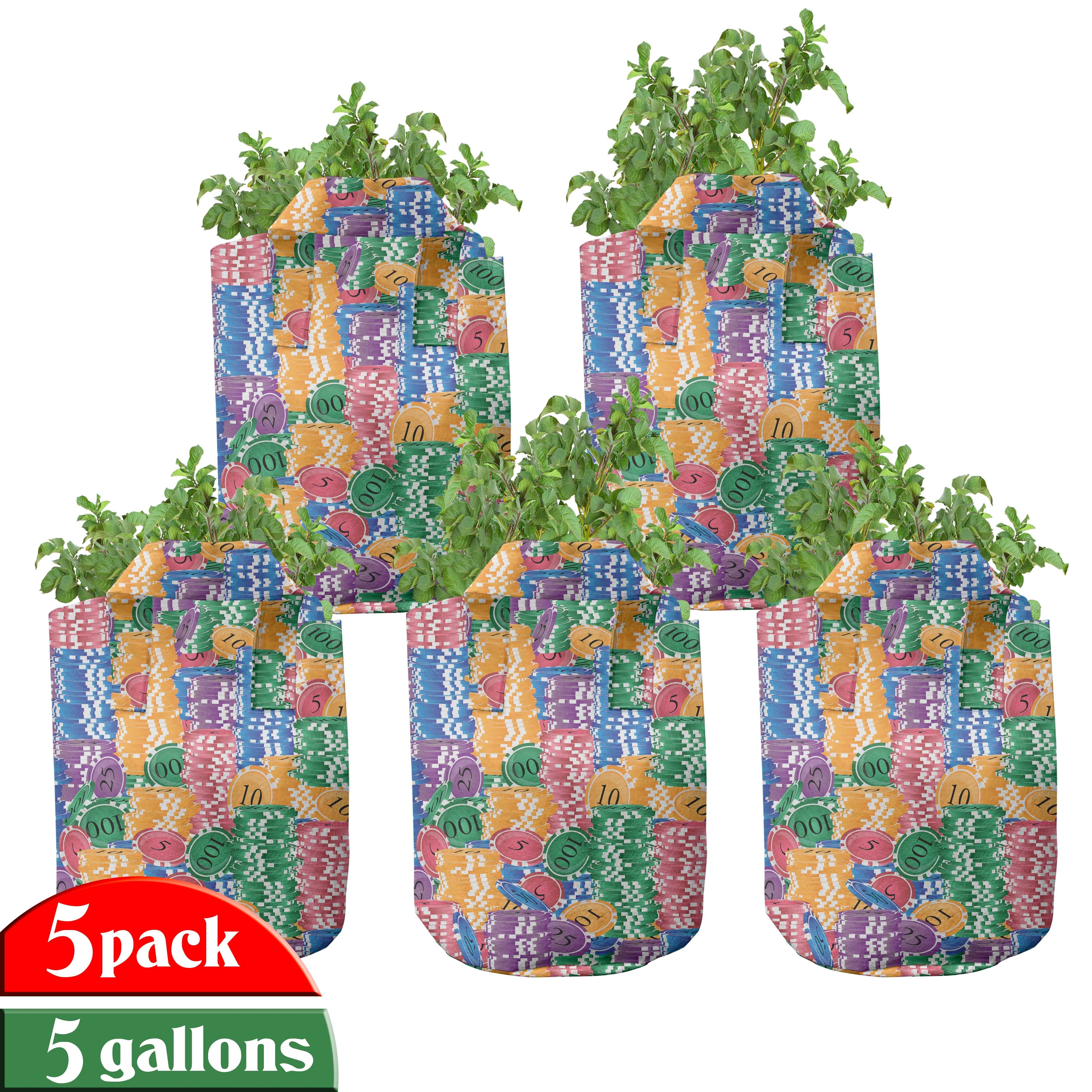 Abakuhaus Pflanzkübel hochleistungsfähig Stofftöpfe mit Griffen für Pflanzen, Bunt Casino Chips Luck