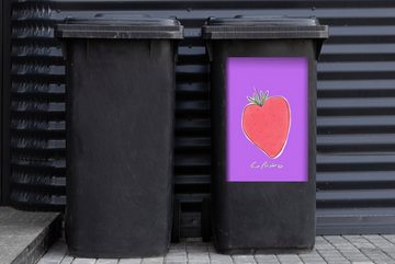 MuchoWow Wandsticker Erdbeere - Obst - Zitate (1 St), Mülleimer-aufkleber, Mülltonne, Sticker, Container, Abfalbehälter