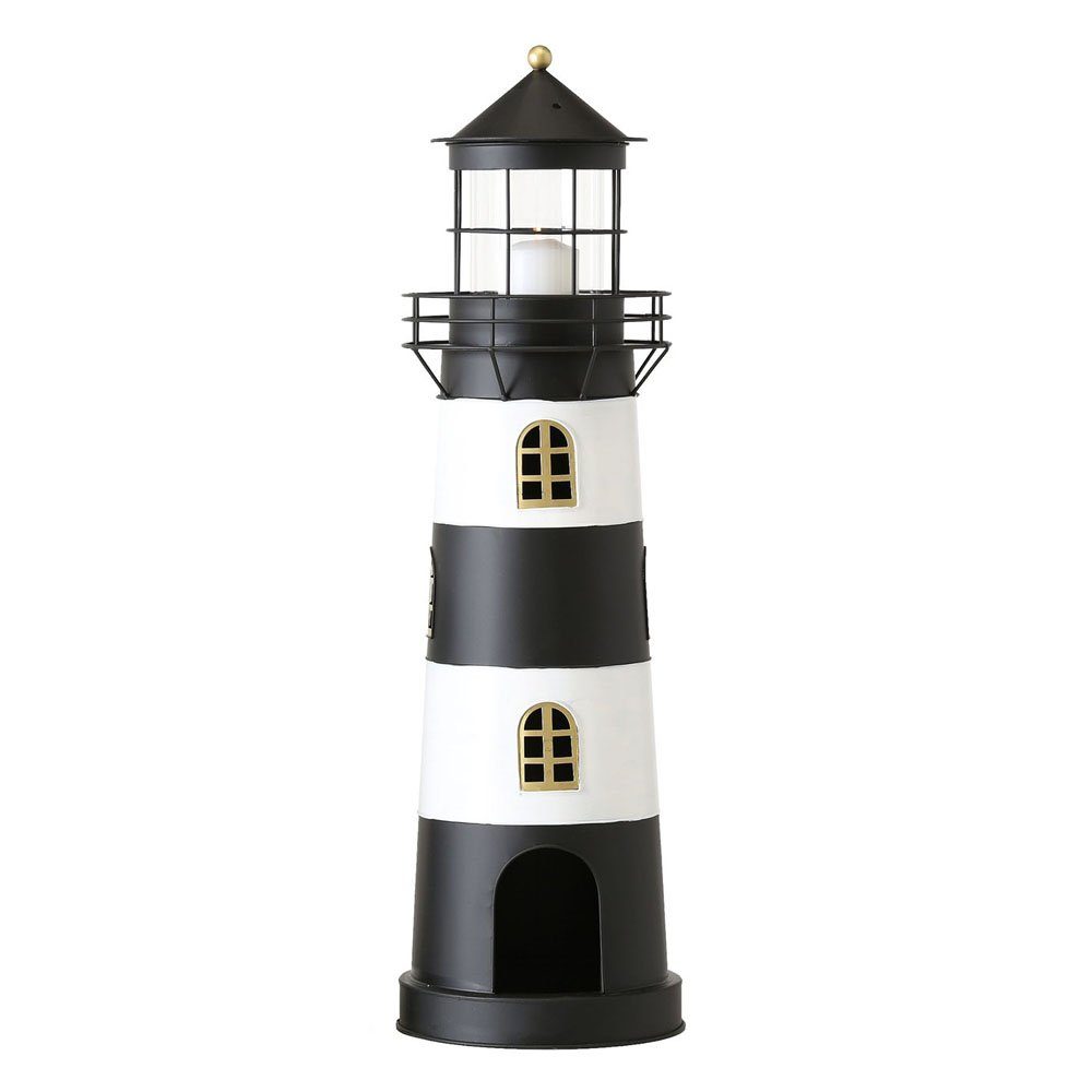 BOLTZE Teelichthalter »Laterne FARO schwarz weiß gold Leuchtturm Windlicht  aus Metall H73cm - GROSS«