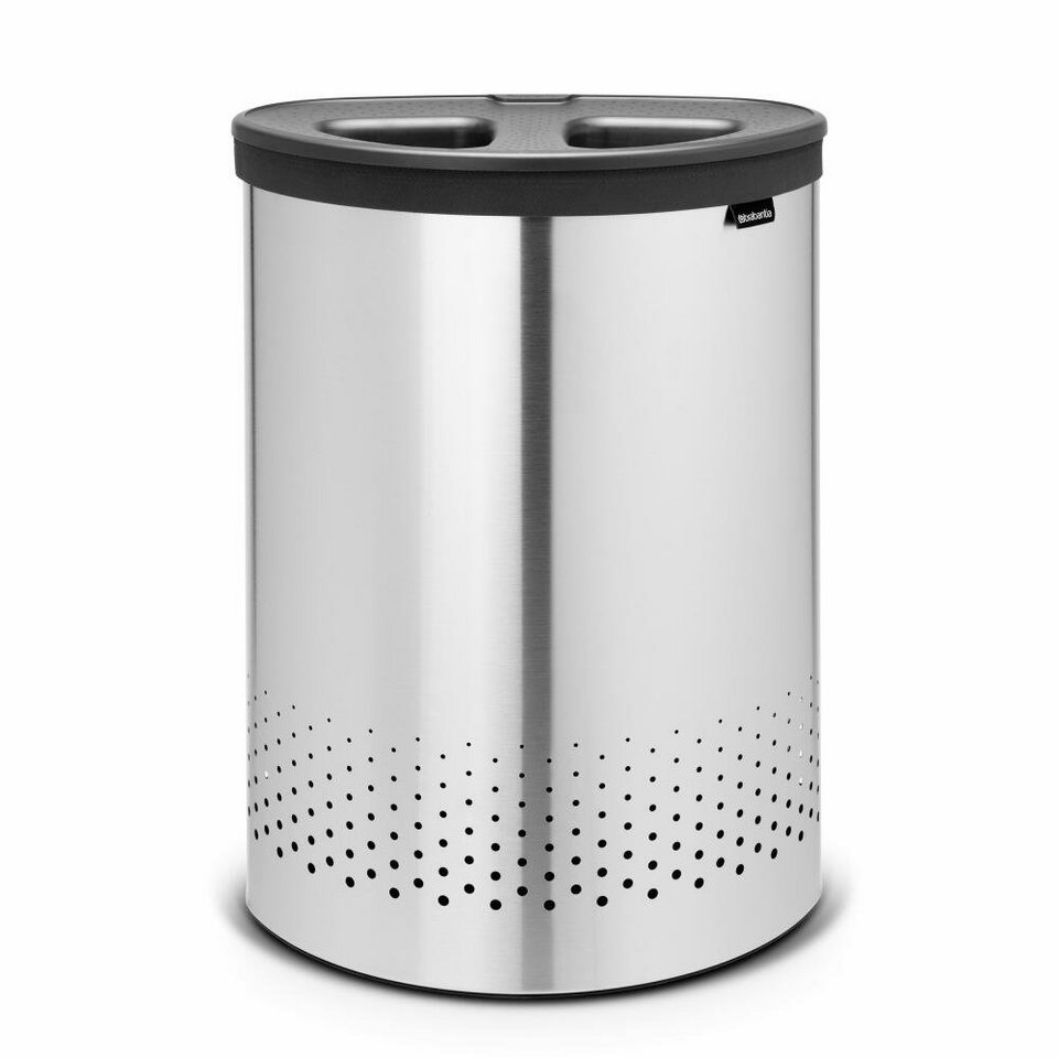 Brabantia Wäschekorb Selector Matt Steel 55 L, Wäschetrennung mit 2 Kammern