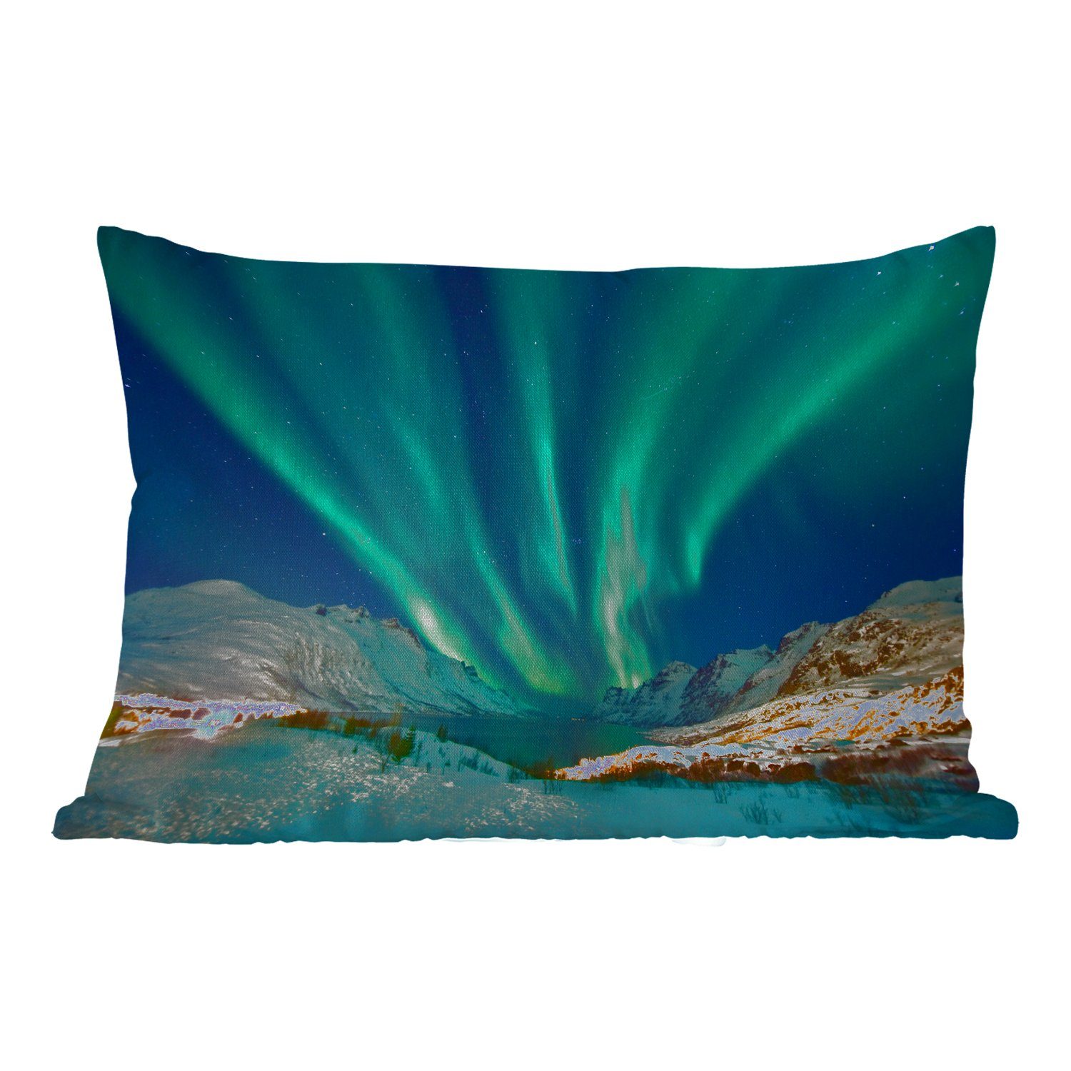 Kissenhülle - - Nordlichter MuchoWow Winter, Norwegen Outdoor-Dekorationskissen, Dekokissen Dekokissenbezug, Polyester,