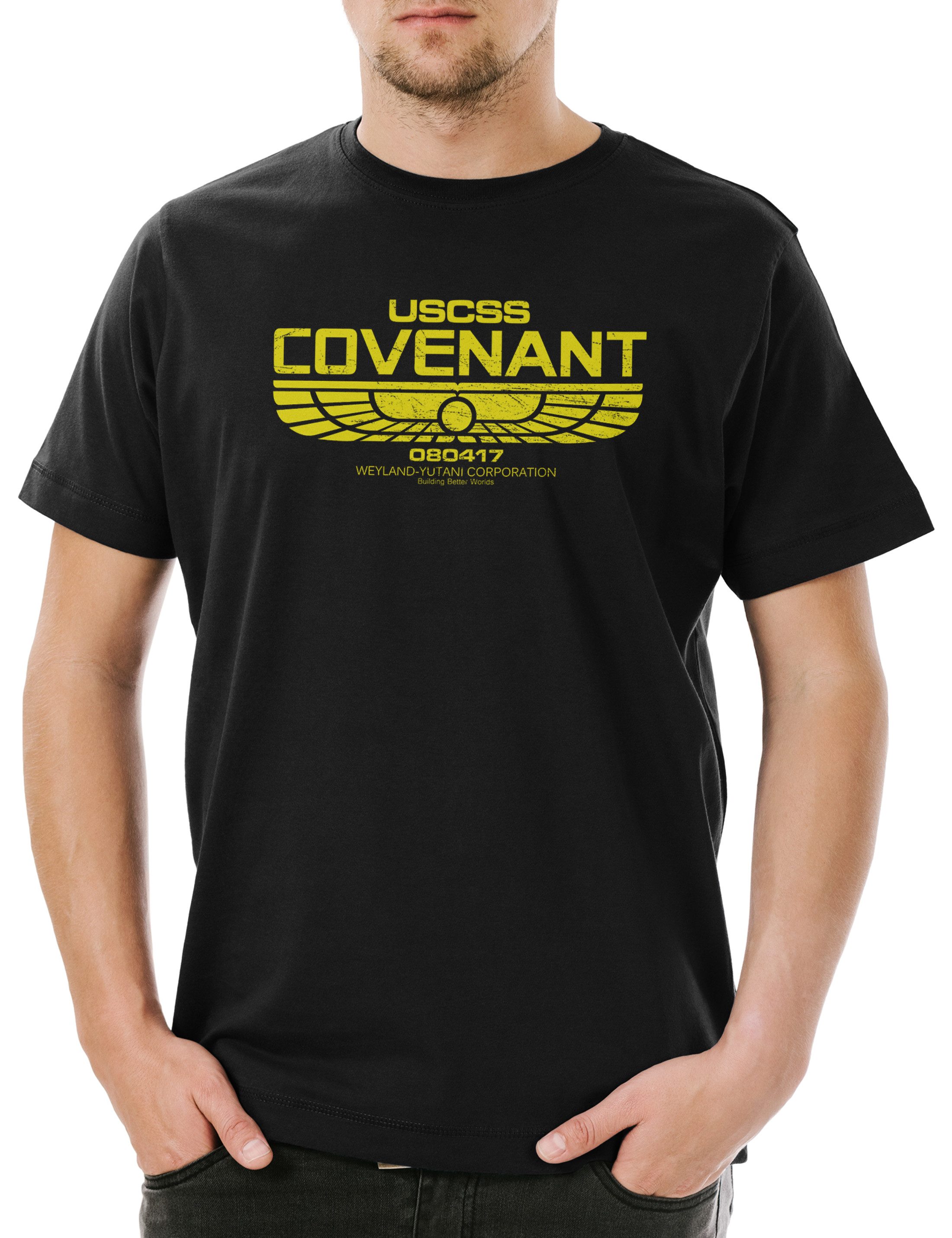Print-Shirt USCSS Covenant Herren T-Shirt Nostromo Alien Yutani Logo Corp Ripley