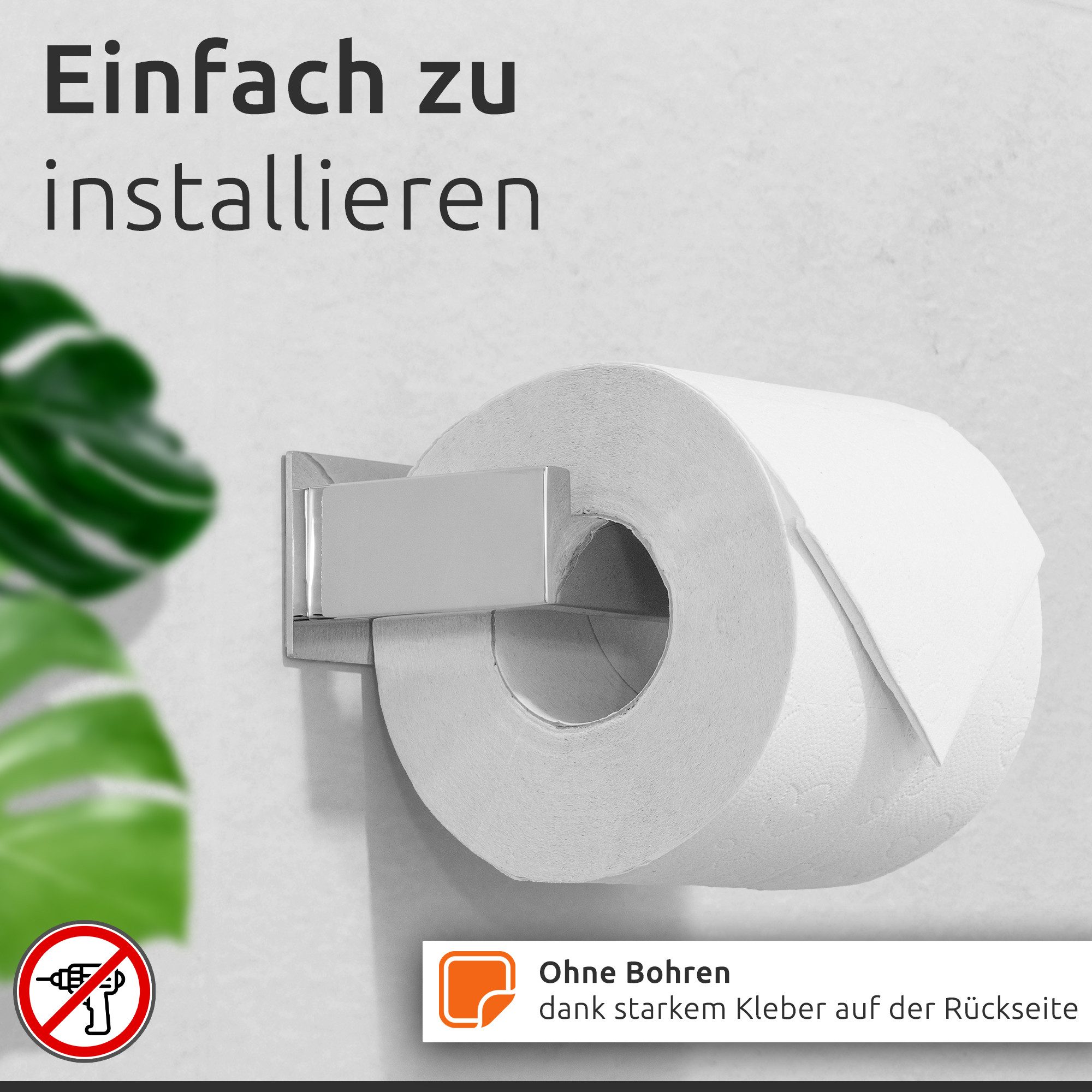 ECENCE Toilettenpapierhalter ohne Bohren selbstklebend Edelstahl 304 – Bild 5 von 5
