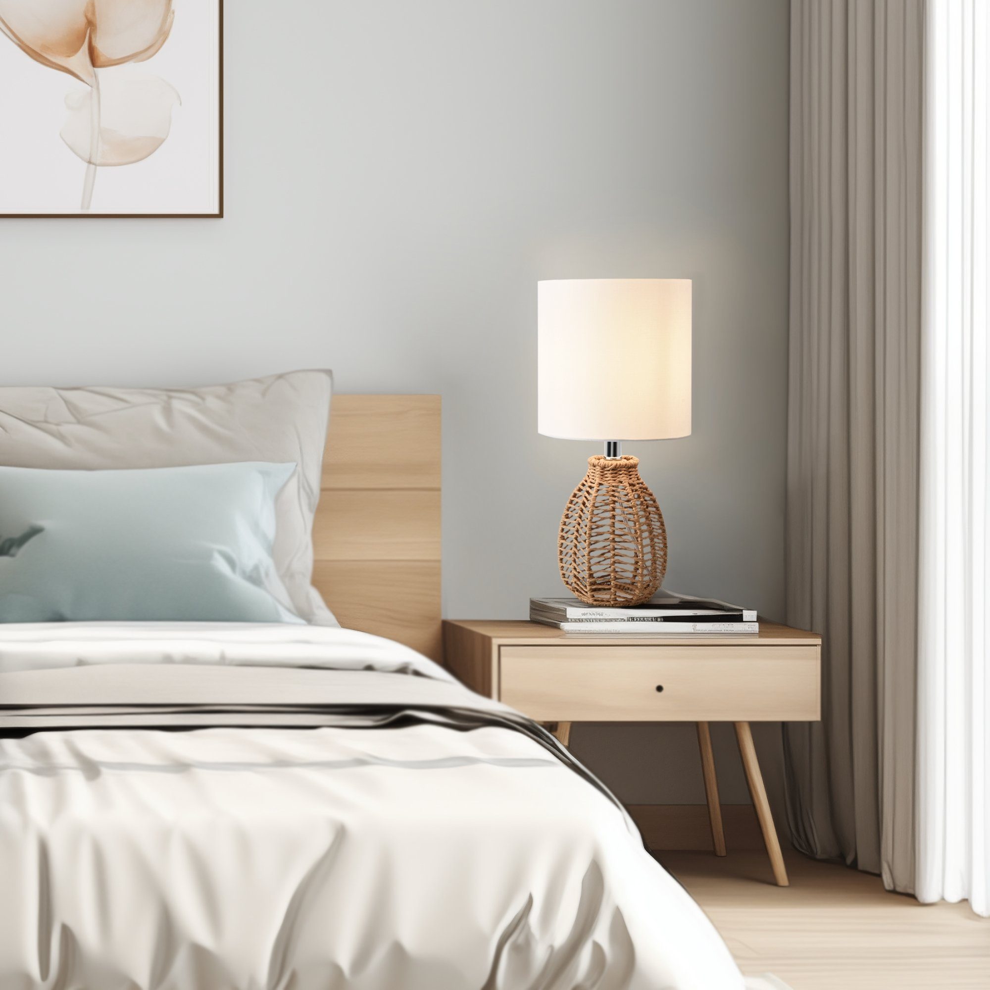 lux.pro Tischleuchte, ohne Leuchtmittel, »Alfreton« 1 x E14 Metall Juteseil günstig online kaufen