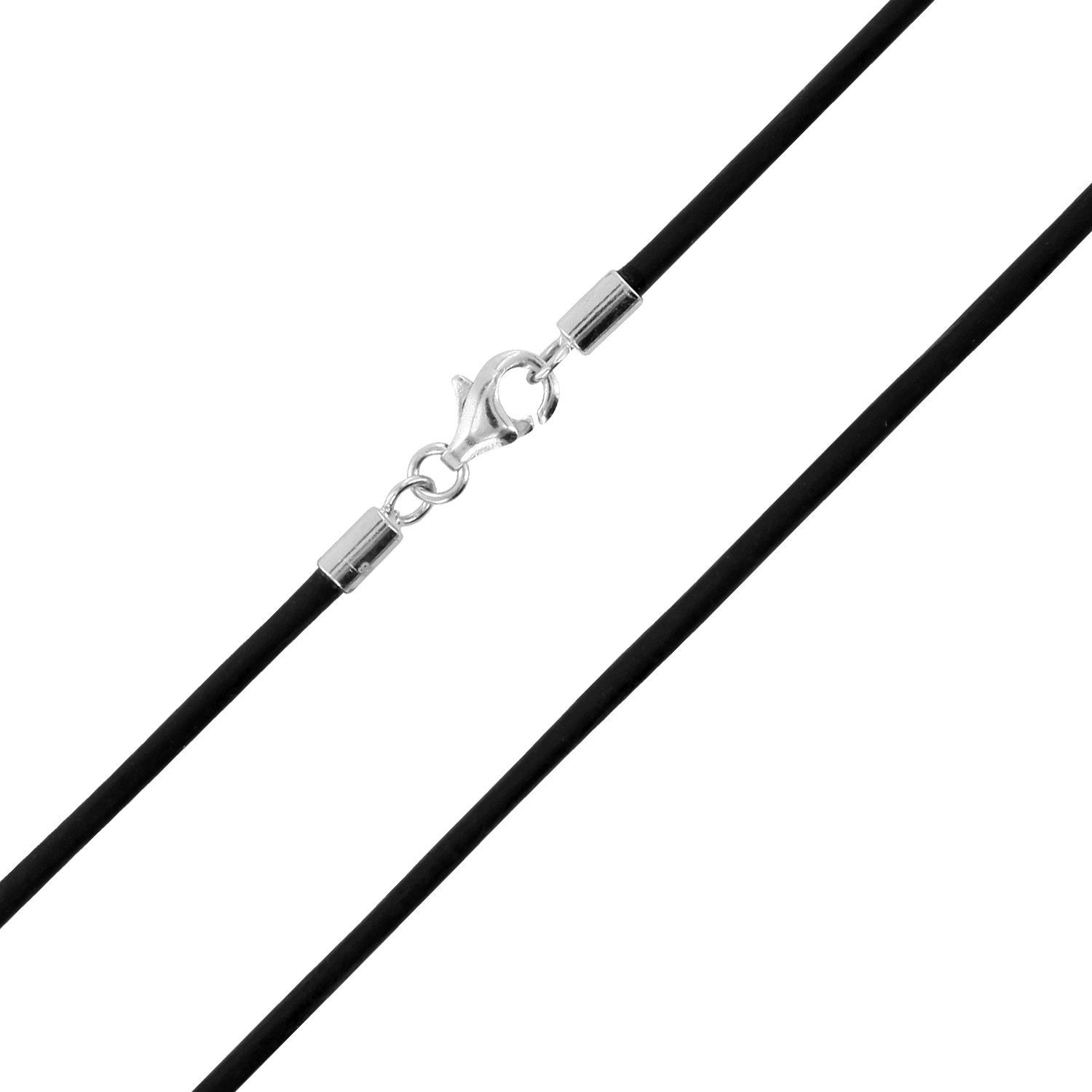 Auroris Lederband 2mm schwarz Echtleder Kette Karabinerverschluss 925 Sterling-Silber