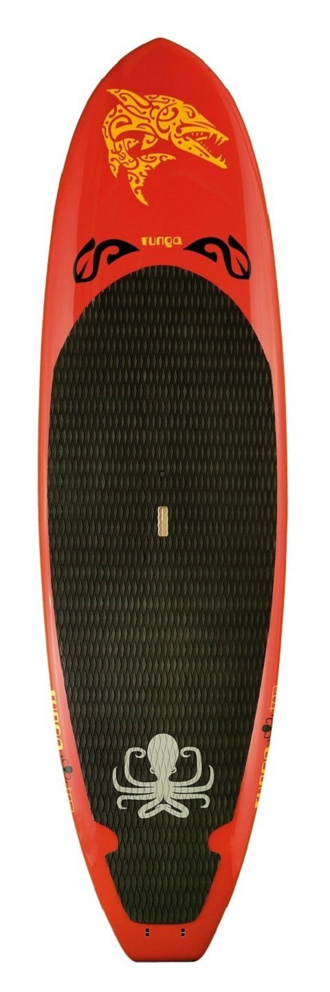 & Hard coiled 3-tlg. RED Paddling Runga Finnen-Set) TOA Inkl. SUP-Board Stand 9.5, (Set leash Runga-Boards EPX Allround, SUP, Board Up