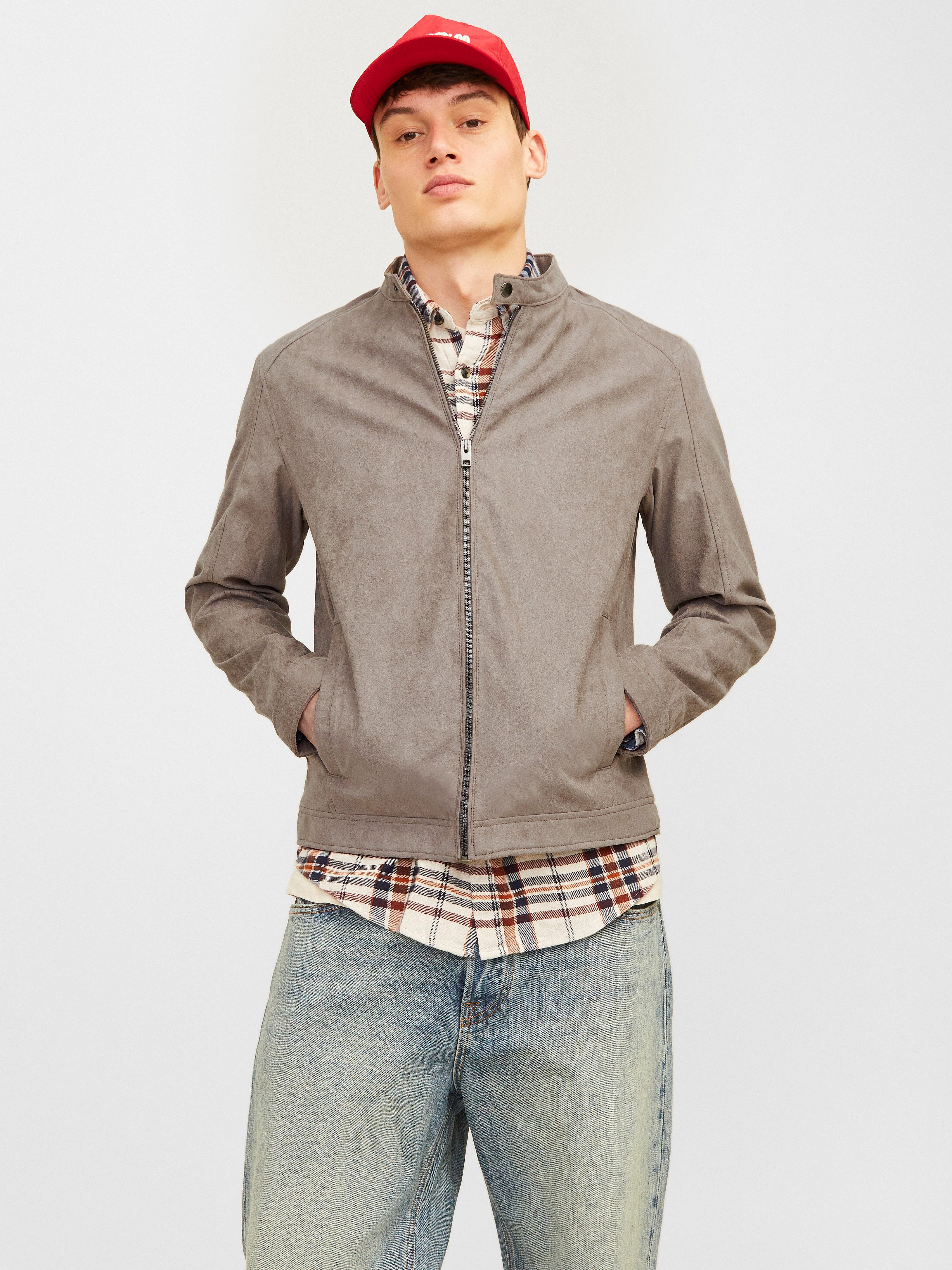Jack & Jones Lederimitatjacke JJEDYLAN CLEAN JACKET NOOS mit Bandkargen