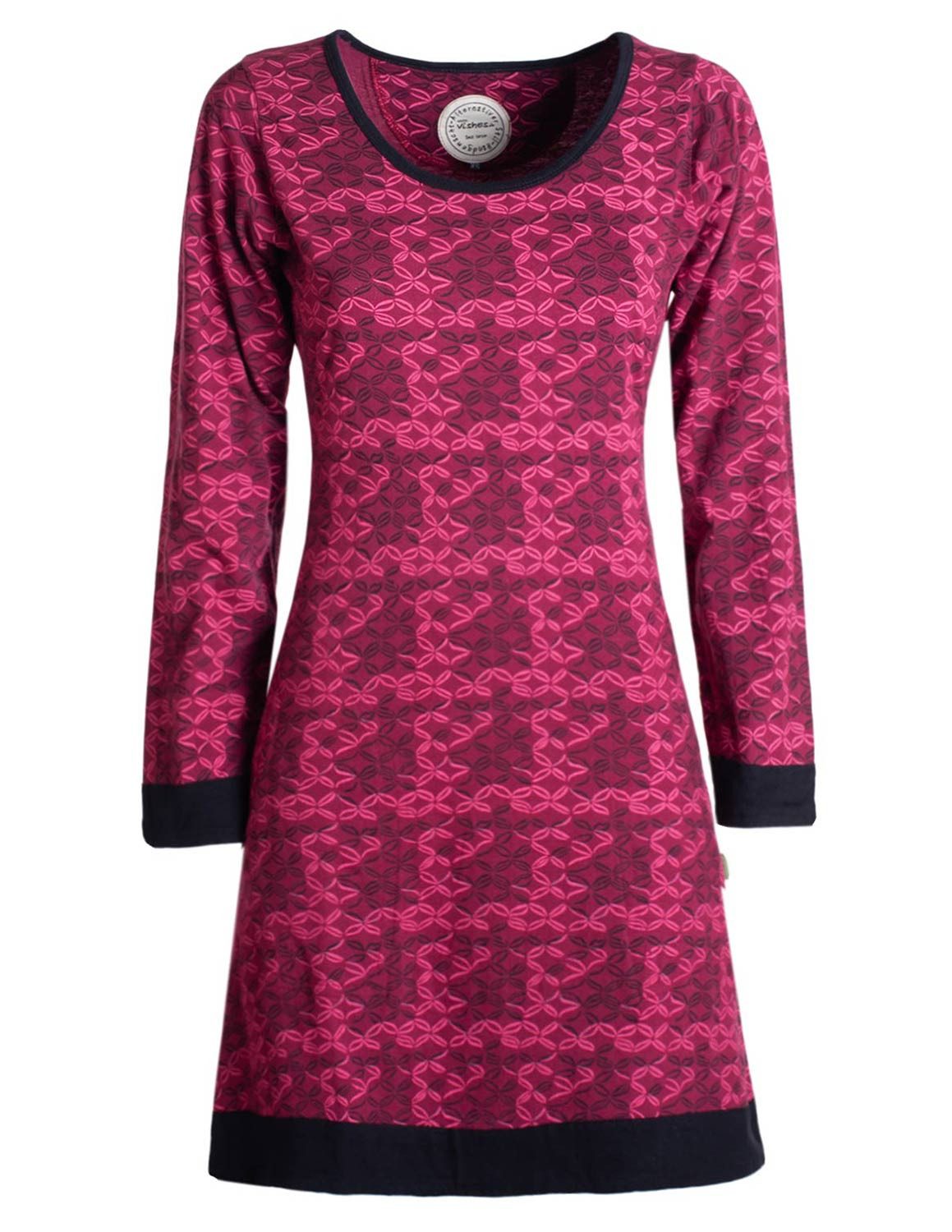 Jerseykleid Leichtes Langarmshirt-Kleid Damen Langarm Kleider 70er 80er retro