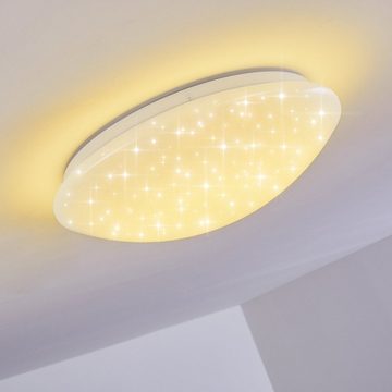 hofstein Deckenleuchte »Ovaro« LED Deckenlampe runde mit RGB Farbwechsler und Fernbedienung, 3000 Kelvin, Glitzereffekt, dimmbar Sternenhimmeloptik, Nachtlichtfunktion
