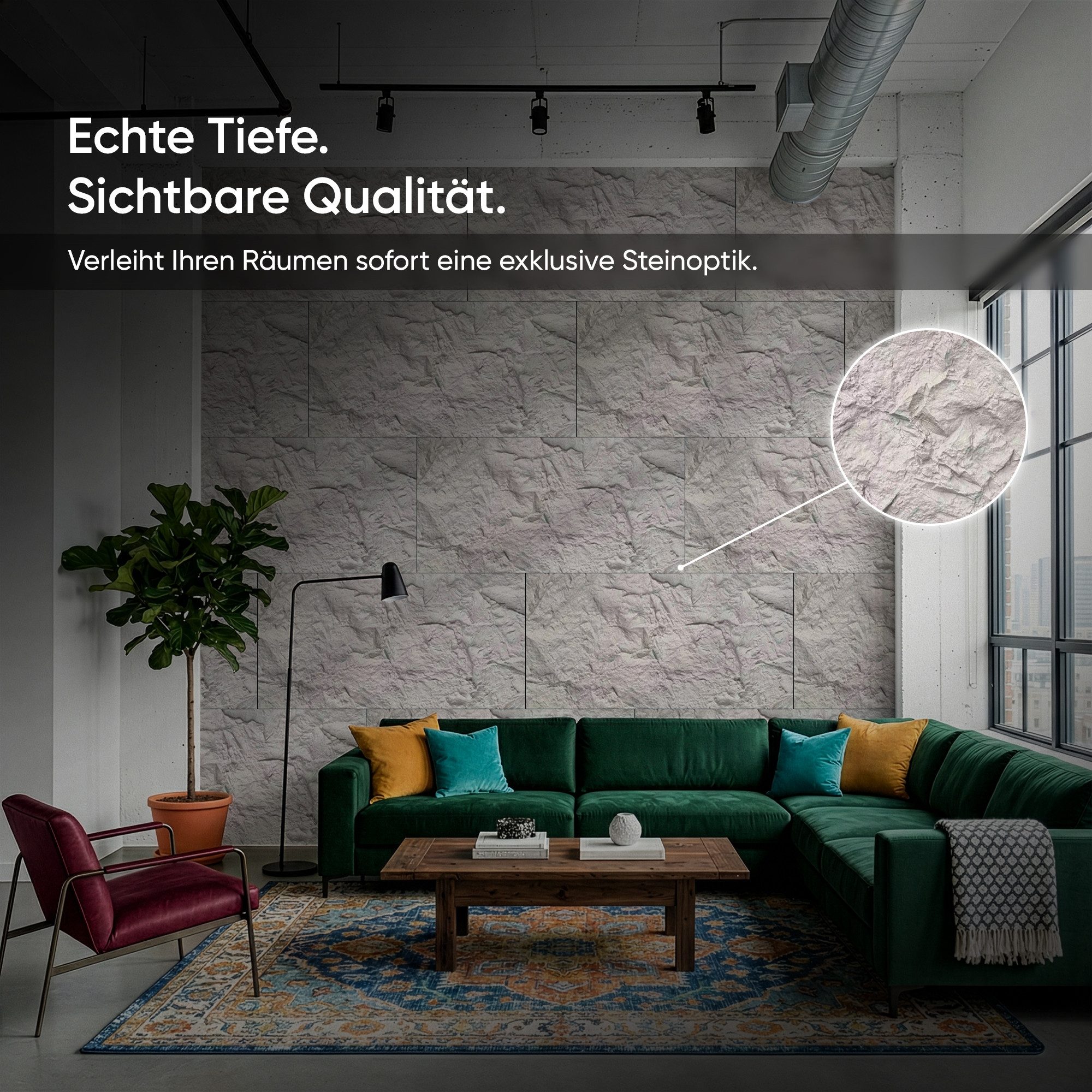 IZODEKOR 3D Wandpaneel PU Steinoptik 60x120 cm, 5 cm dick, Wandverkleidung Innen, BxL: 60x120 cm, 0,72 qm, (0,72 m) 3D Steinoptik, wasserfest, einfache Selbstmo – Bild 5 von 5