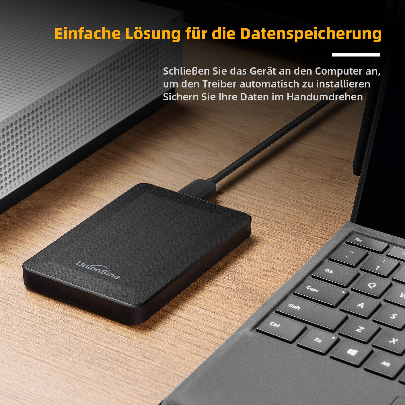 UnionSine USB 3.0 Externe Festplatte HD2513 500GB 2,5" HDD PC Laptop Speicher externe HDD-Festplatte (500GB) 2,5" 125 MB/S Lesegeschwindigkeit, 103 MB/S Schreib – Bild 5 von 5