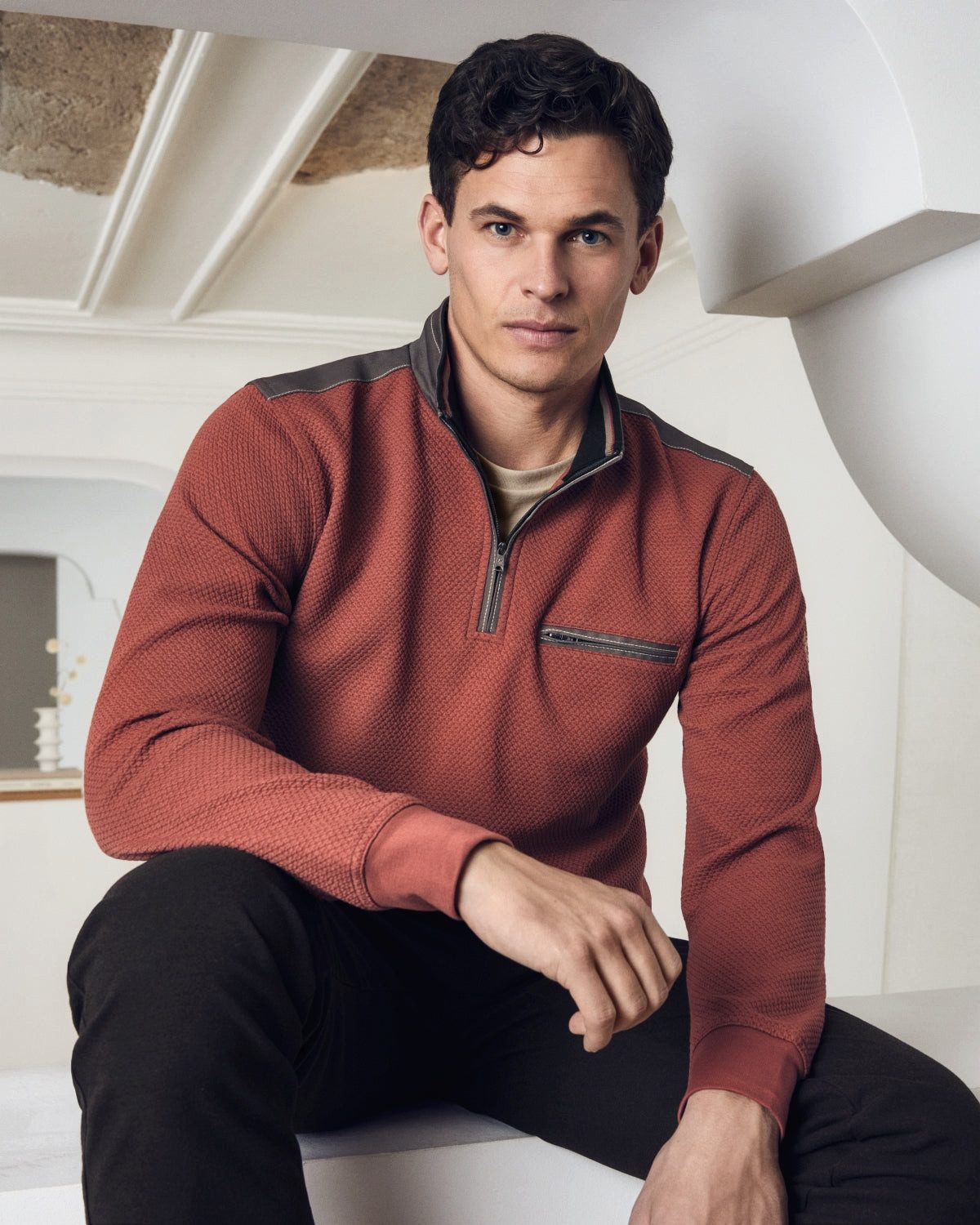 Hajo Sweatshirt Sweatshirt mit Troyerkragen in Alloverstruktur - stay fresh günstig online kaufen