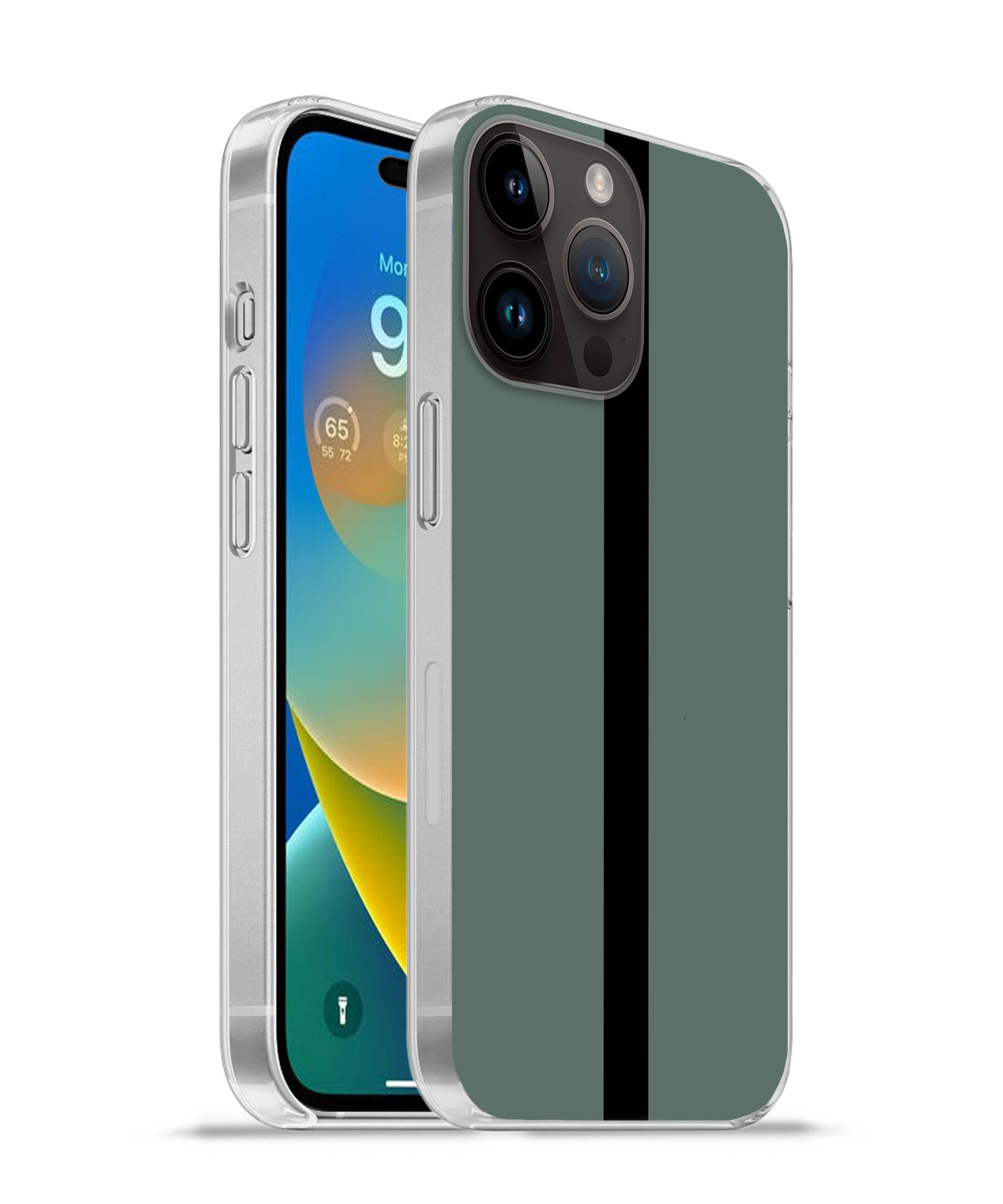 MuchoWow Handyhülle für Apple iPhone 14 Pro Max Grün - Schwarz - Gestreift - Minimalistisc, Smartphone-Bumper, Print, Handy Schutzhülle Dünn