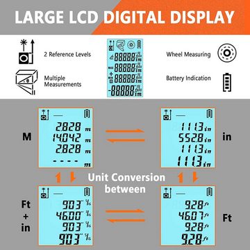 TACKLIFE Maßband, 3 in 1 40m Laser Entfernungsmesser Messgerät 5m Massband