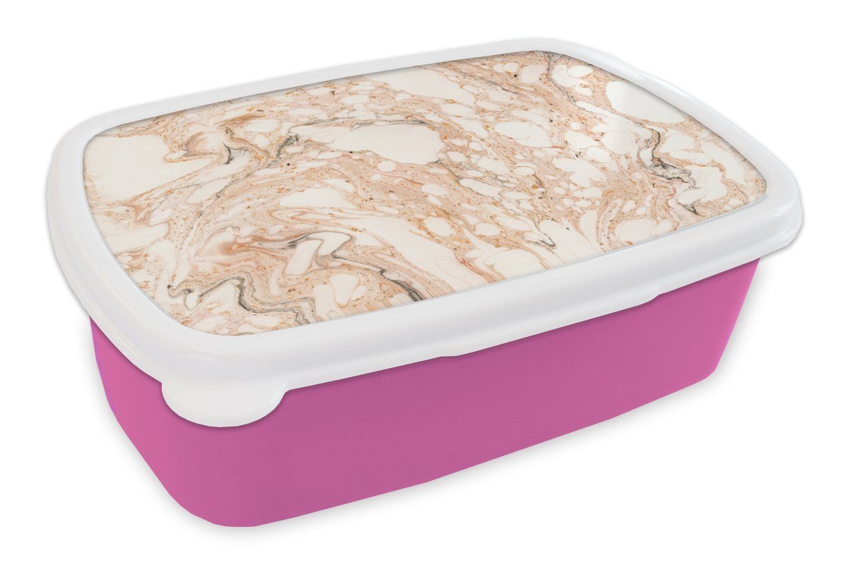 MuchoWow Lunchbox Marmor - Kunststoff, Brotbox für rosa Snackbox, Mädchen, - Brotdose Glocken, Erwachsene, Rot (2-tlg), Kunststoff Kinder