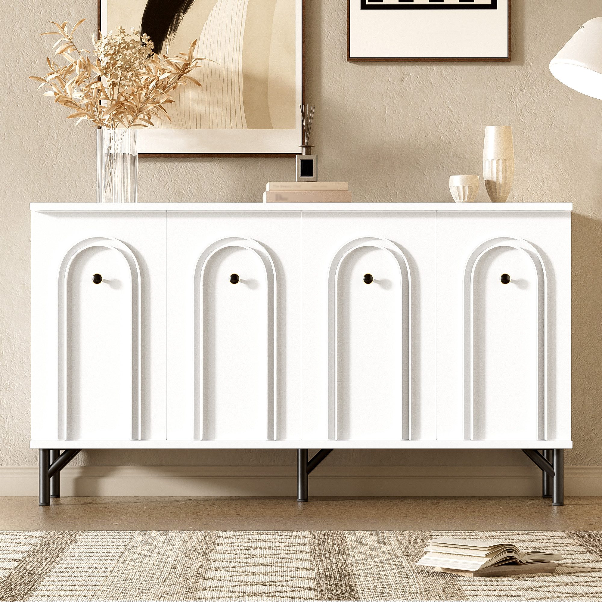 Flieks Sideboard mit 4 Türen (B140/T34/H78 günstig online kaufen