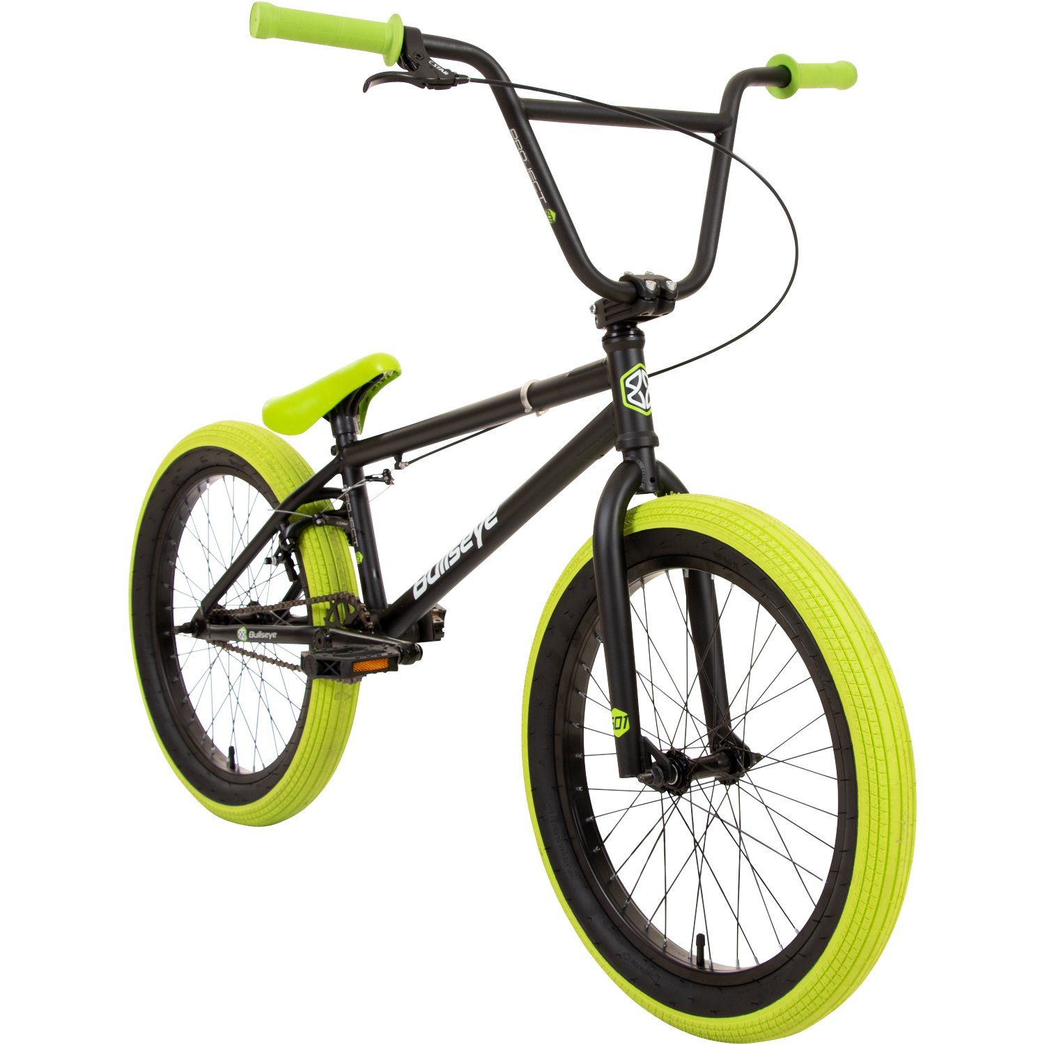 bullseye BMX-Rad Project 501, 1 Gang, ohne Schaltung, BMX Fahrrad Jugendliche Erwachsene unisex 145 - 175 cm mit Pegs schwarz/grün